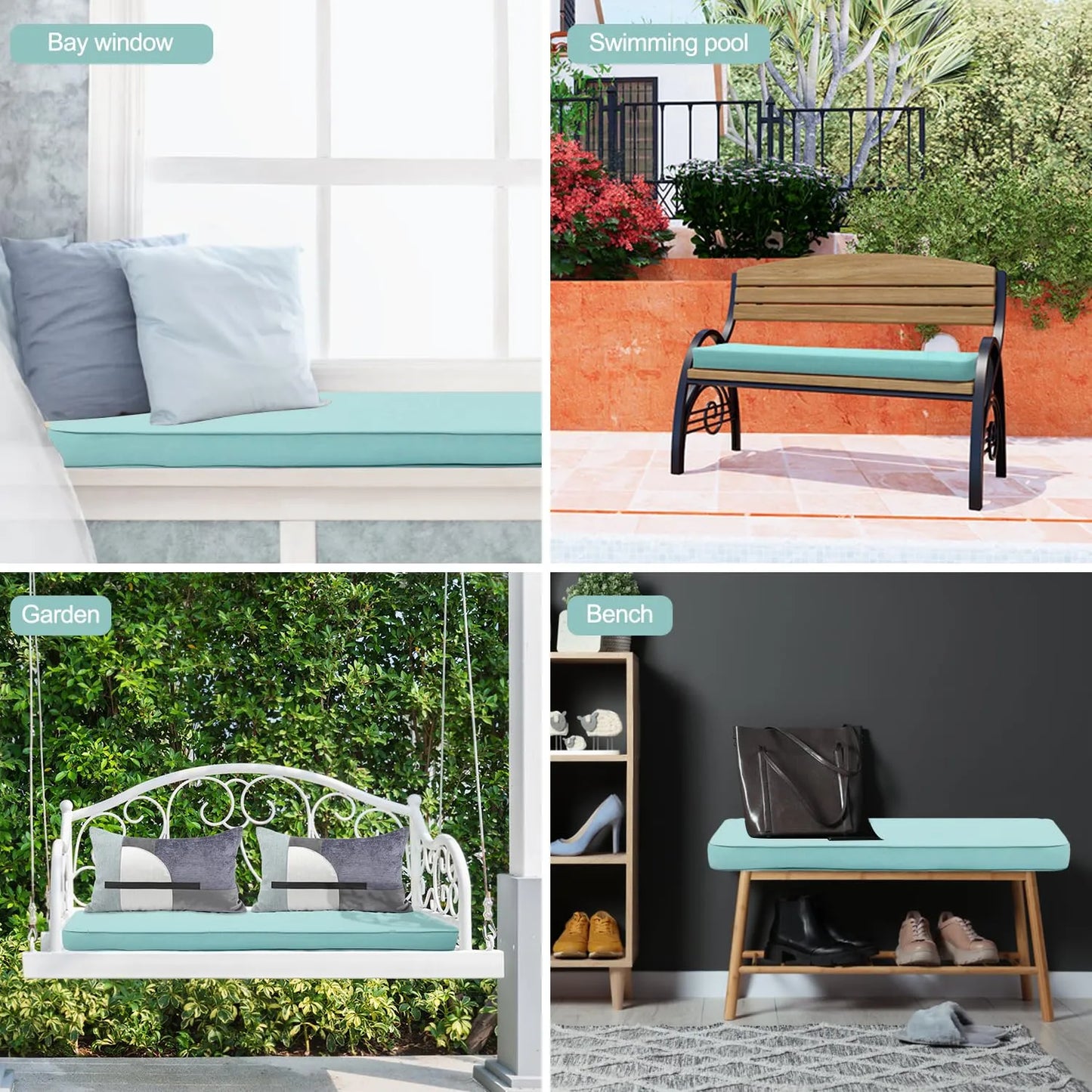 46x18x3 inch Patio Bench Cushion - Blue