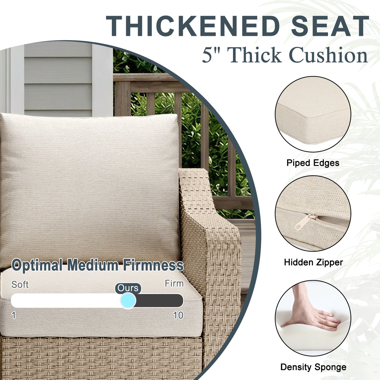 10-Piece Half-Moon Wicker Outdoor Sectional Set with Beige Cushions