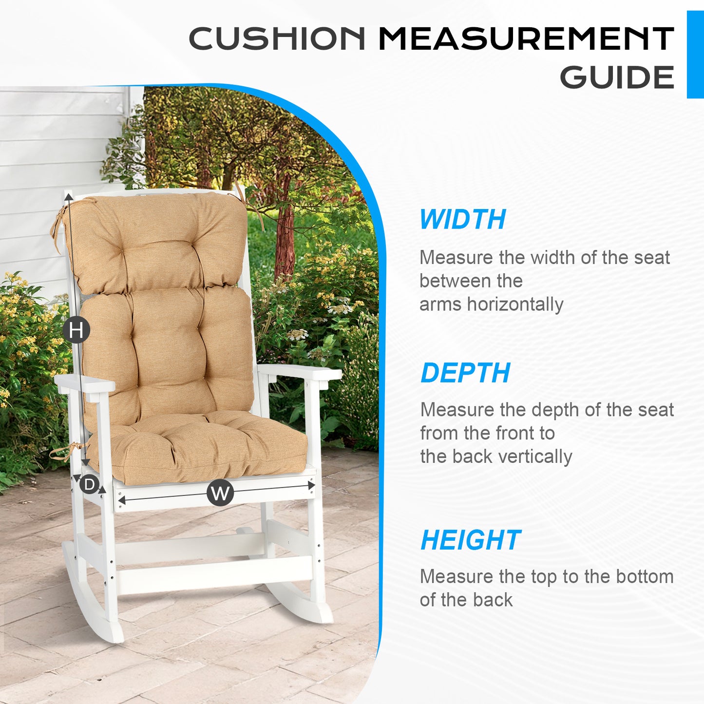 Outdoor Tufted High Back Cushions Patio Replacement Chair Cushion with Ties - Brown