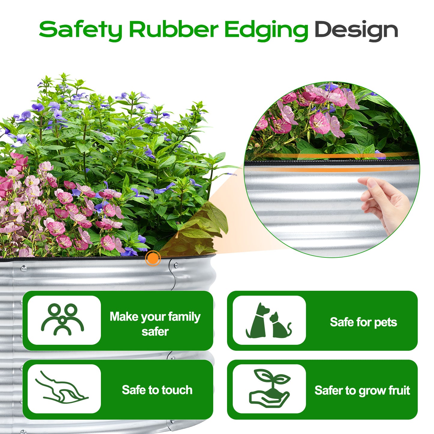 17" Tall 38" Metal Raised Garden Bed Kit, Silver