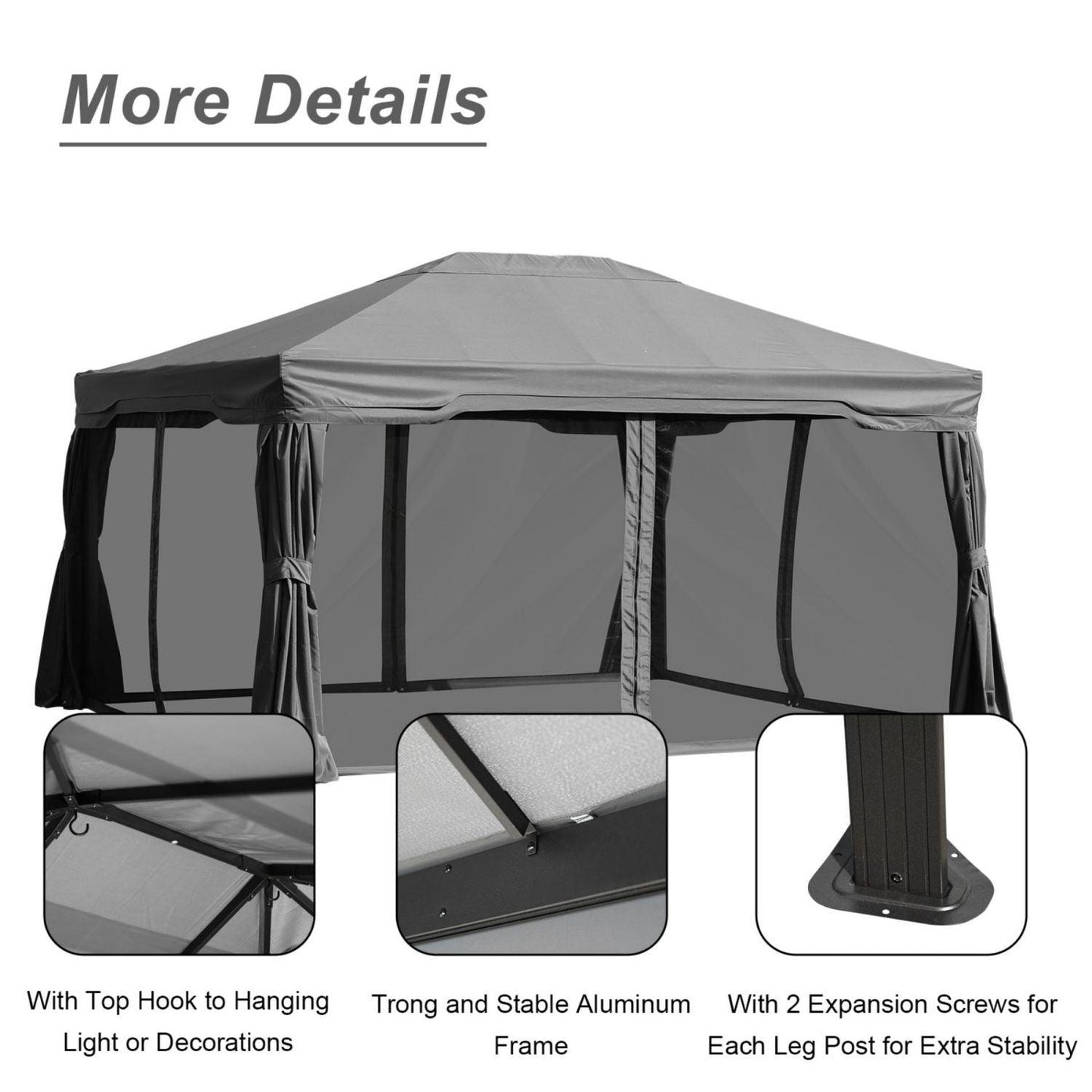 12 x 12 ft. Outdoor Gazebo Tent Canopy Shelter, Aluminum Frame with Privacy Curtain and Netting Gazebo Aoodor LLC