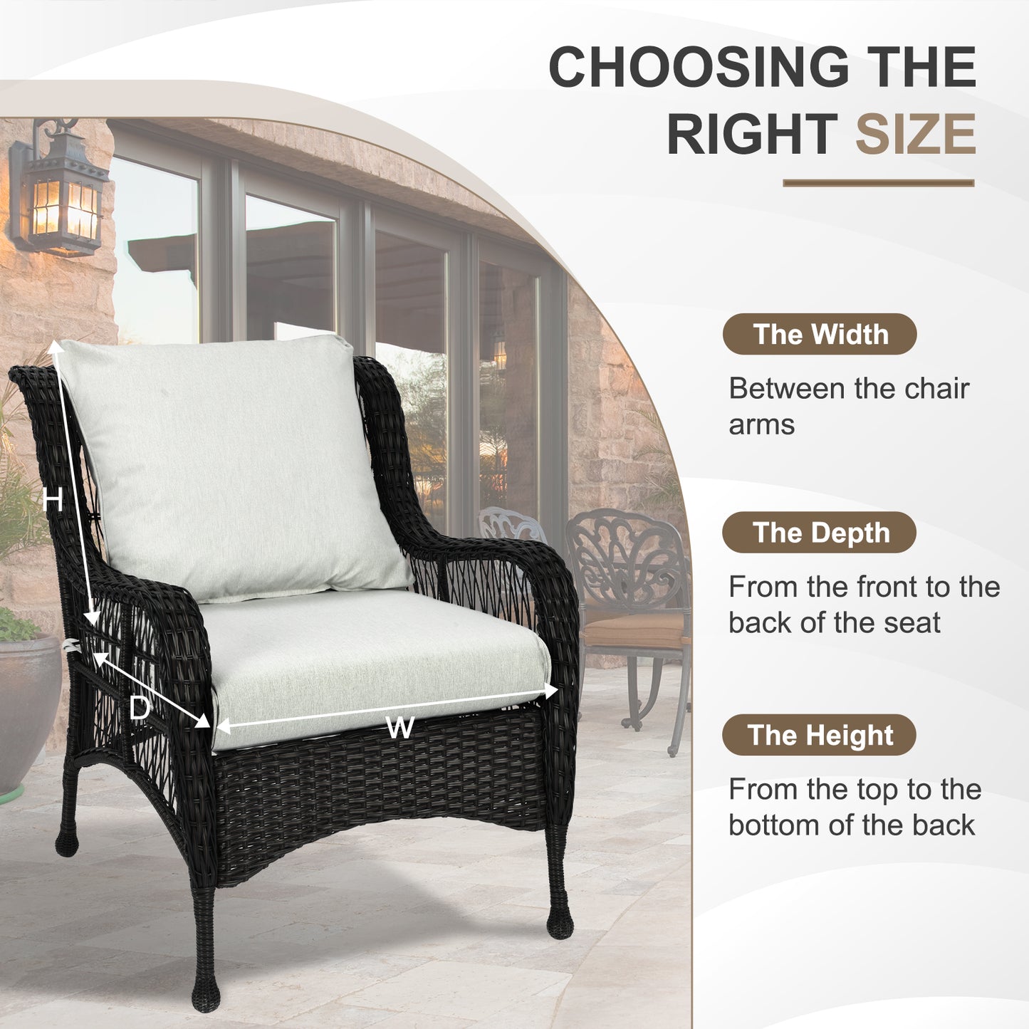 Waterproof Outdoor Deep Seat Cushion Set with Adjustable Straps & Removable Cover - Light Gray