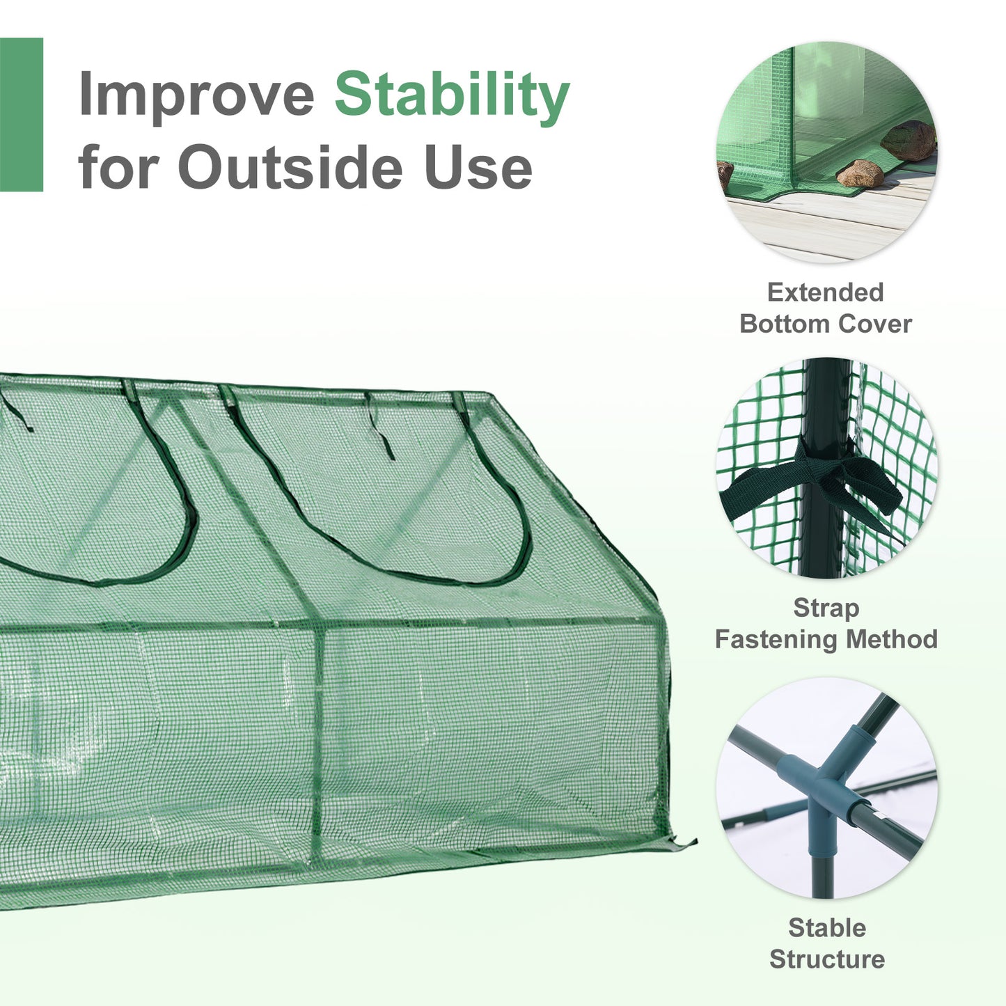 Mini Greenhouse with Zipper Doors, Waterproof & UV Protected, Green