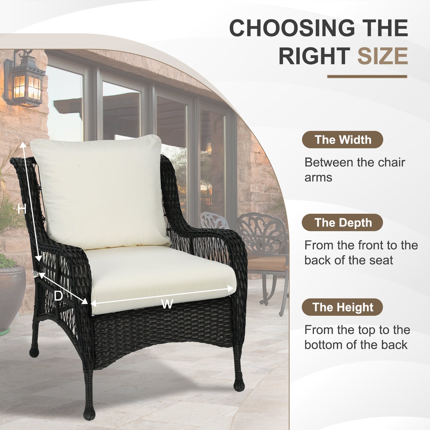 Waterproof Outdoor Deep Seat Cushion Set with Adjustable Straps & Removable Cover - Ivory White Aoodor