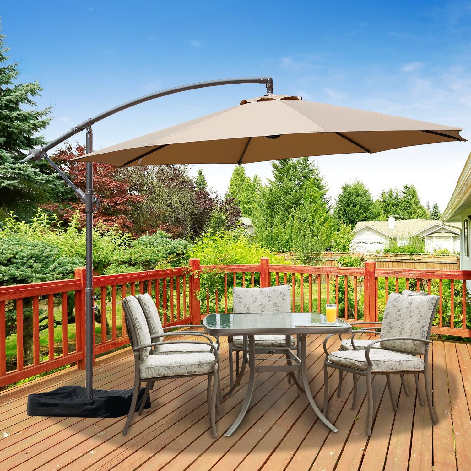 Offset Hanging Umbrella with Base Stand 10 Ft. Patio Umbrella Aoodor