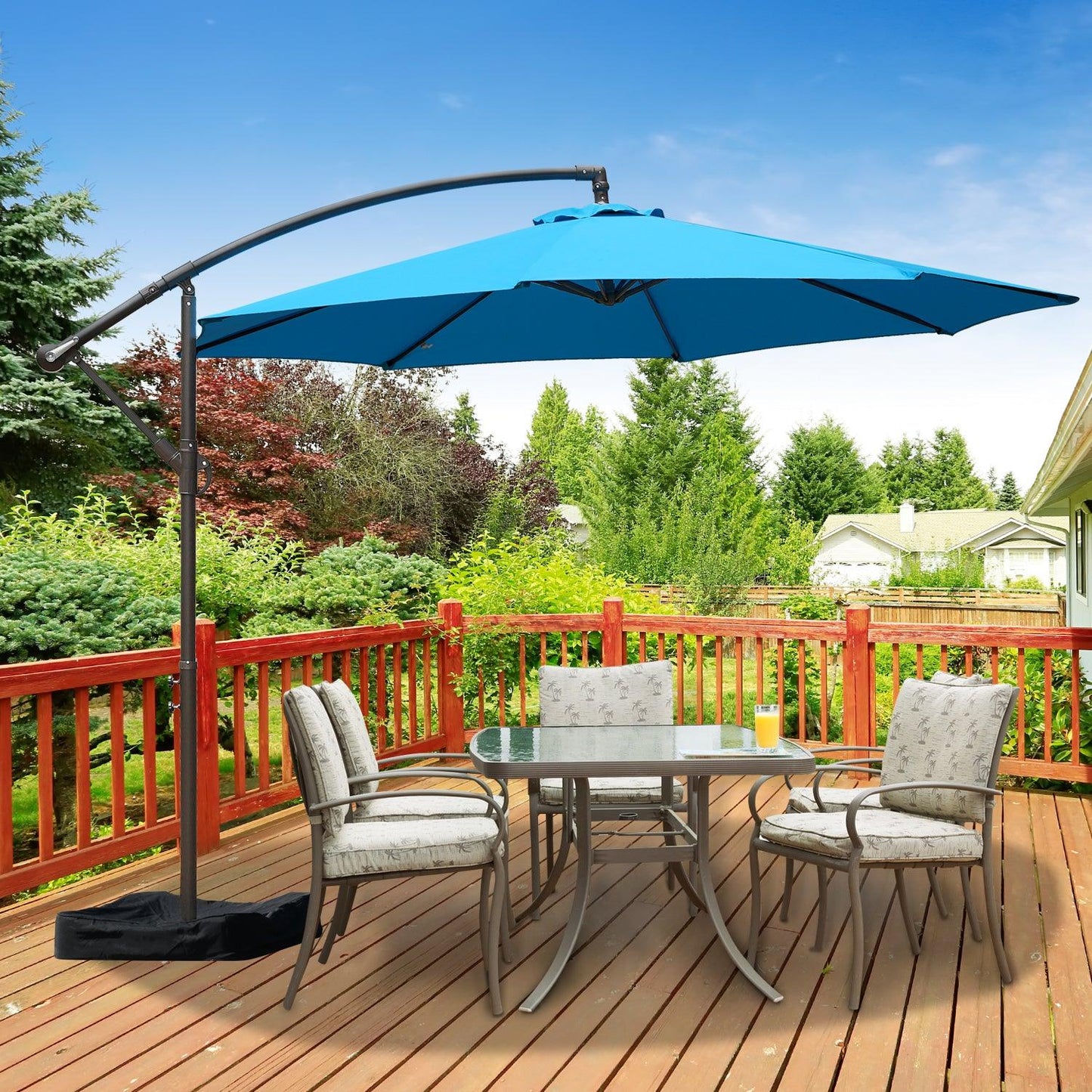 Offset Hanging Umbrella with Base Stand 10 Ft. Patio Umbrella Aoodor