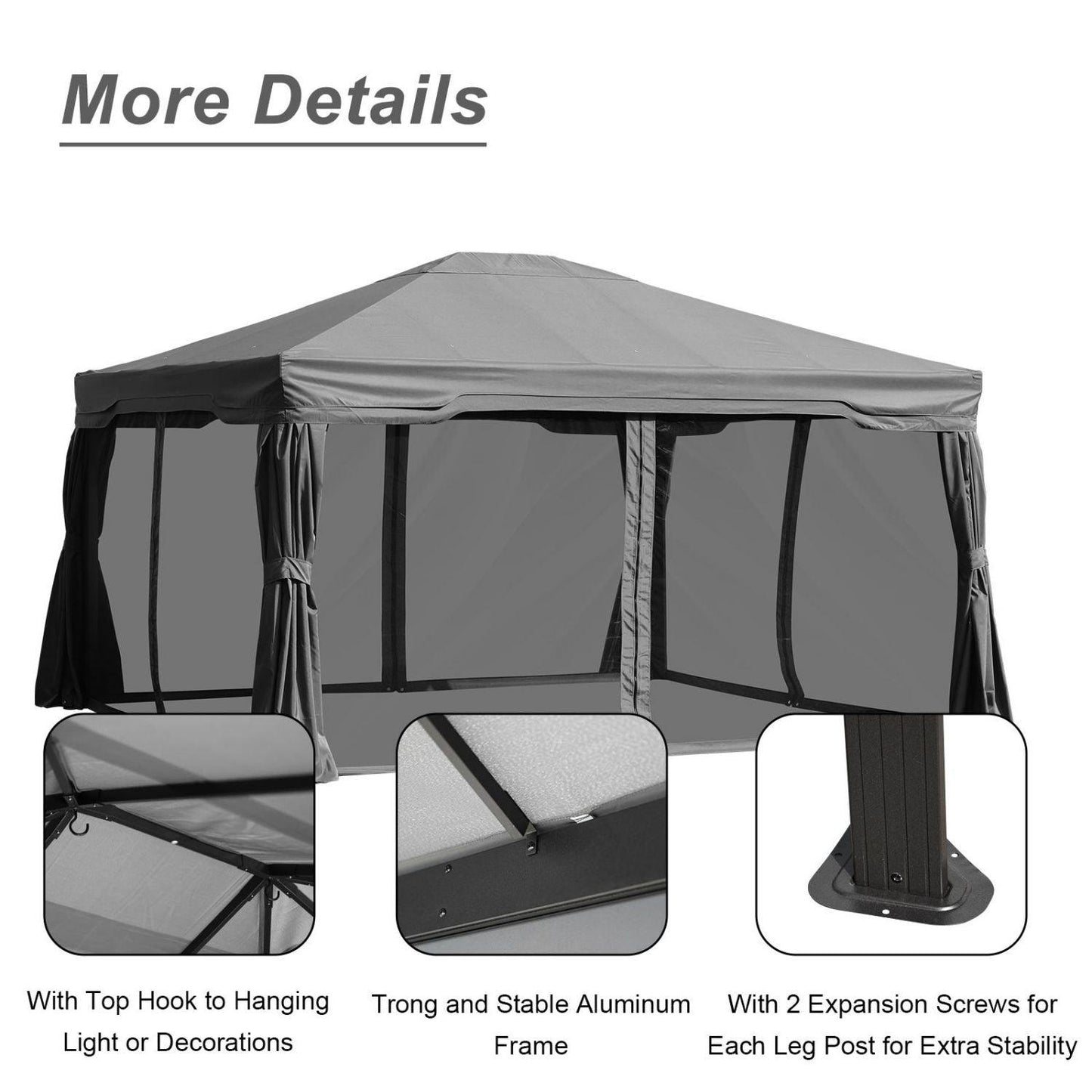 12 x 12 ft. Outdoor Gazebo Tent Canopy Shelter, Aluminum Frame with Privacy Curtain and Netting Gazebo Aoodor LLC