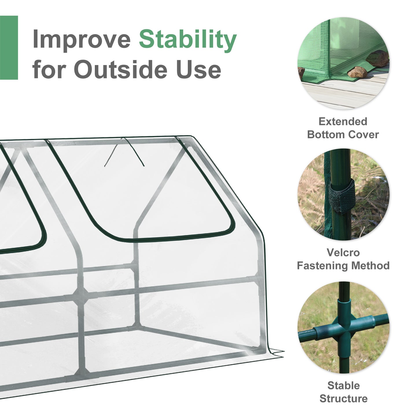 4x2x2 ft. Mini Greenhouse with Zipper Doors, Water Resistant & UV Protected