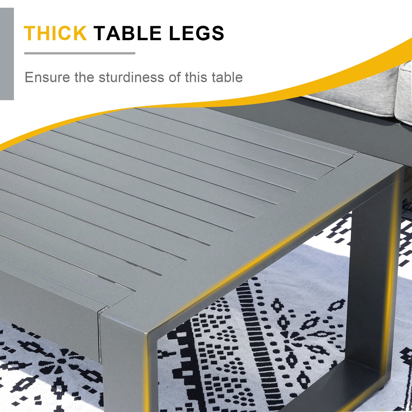 39.3x23x16 inch Aluminum Outdoor Coffee Table Aoodor