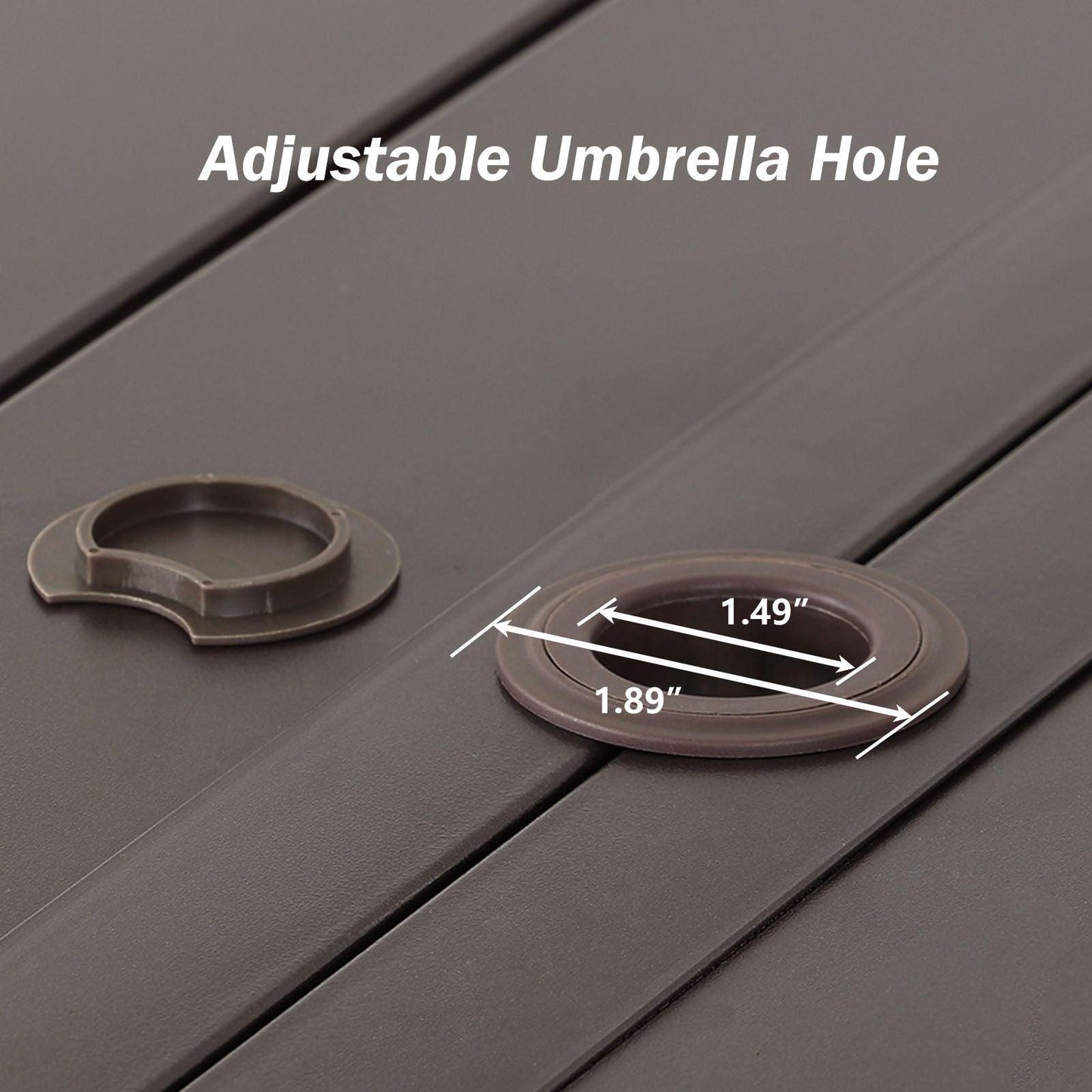 59x38 inch Patio Dining Table for 6 People, Metal Outdoor Table with Adjustable Umbrella Hole