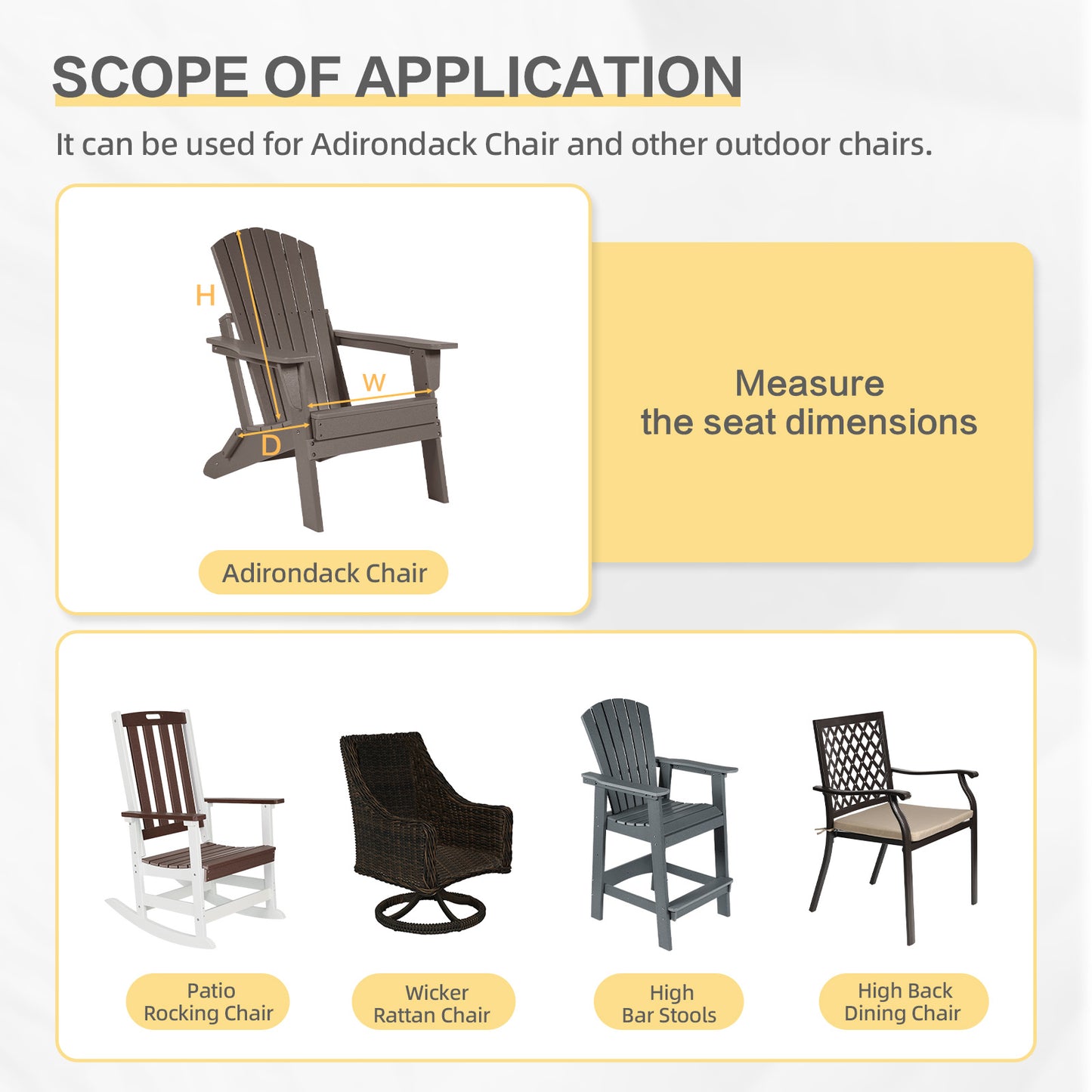 Outdoor High Back Tufted Adirondack Chair Cushion, Patio Rocking Chair Cushions with Ties, Set of 2, Red - Aoodor