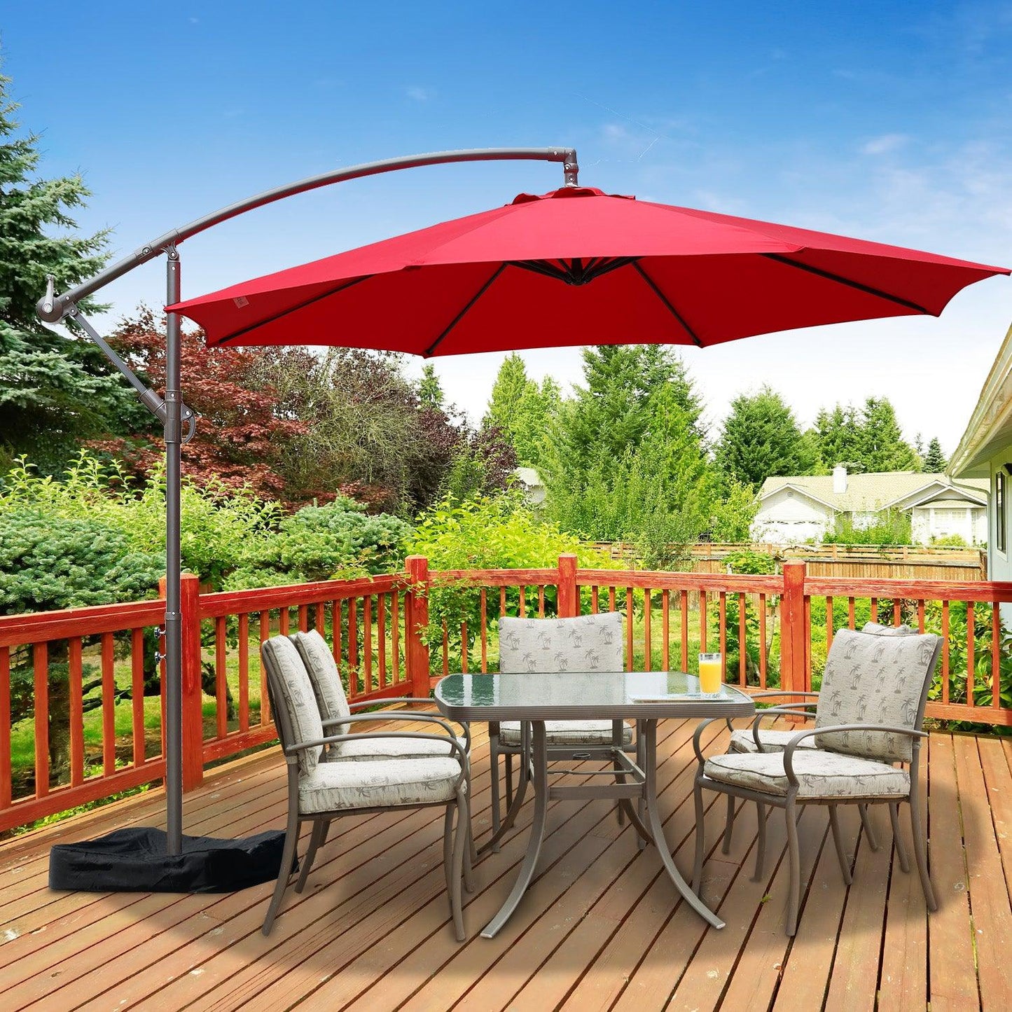 Offset Hanging Umbrella with Base Stand 10 Ft. Patio Umbrella Aoodor