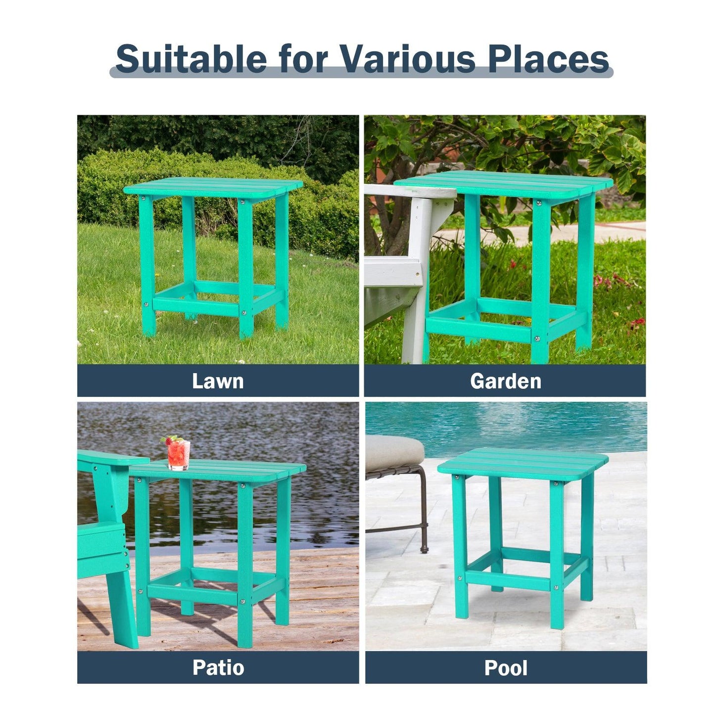 Outdoor Adirondack Side Table HDPE End Table