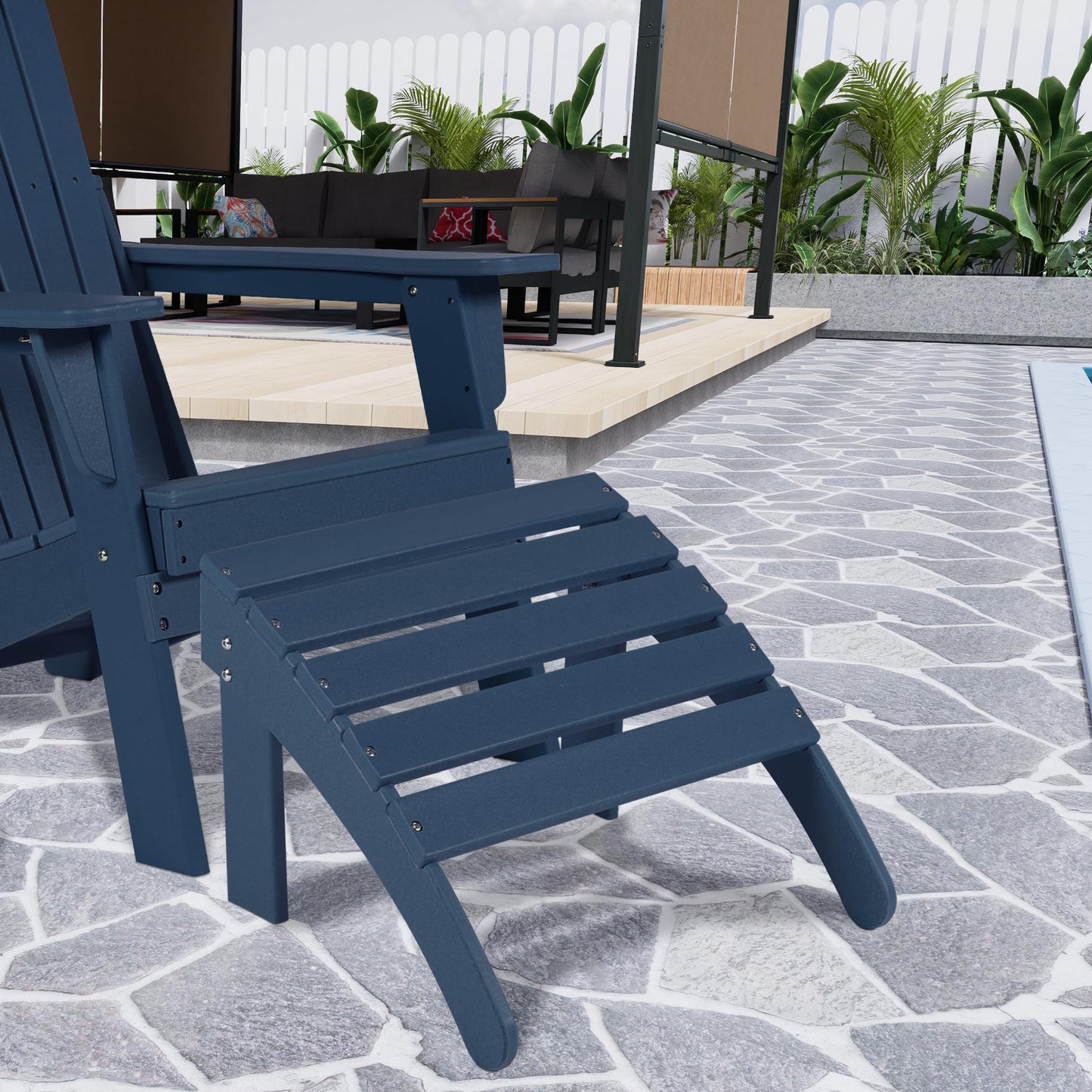 Outdoor Adirondack Ottoman, HDPE Adirondack Chair Ottoman