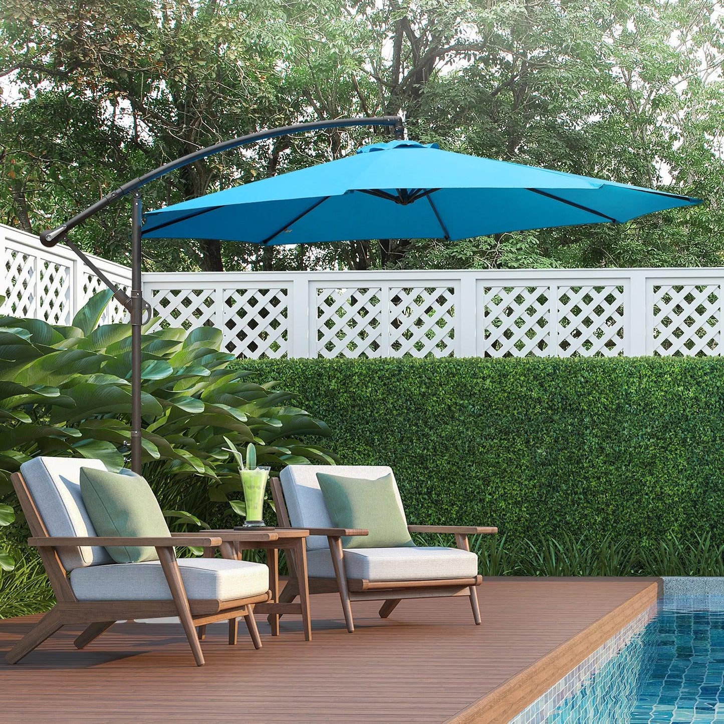 Offset Hanging Umbrella with Base Stand 10 Ft. Patio Umbrella Aoodor