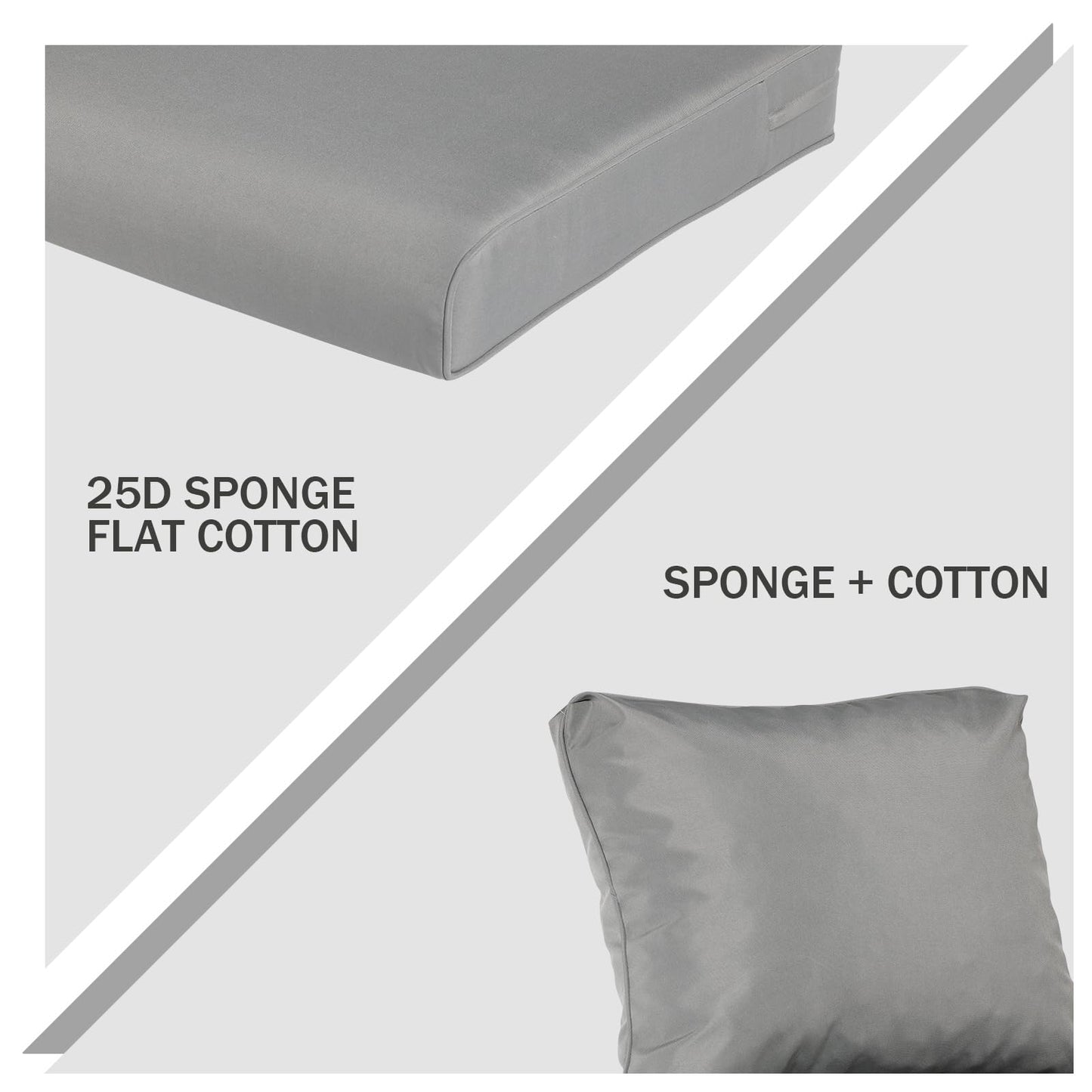 Outdoor Chair Cushions, Patio Deep Seat Cushions with Handle & Adjustable Straps - Gray