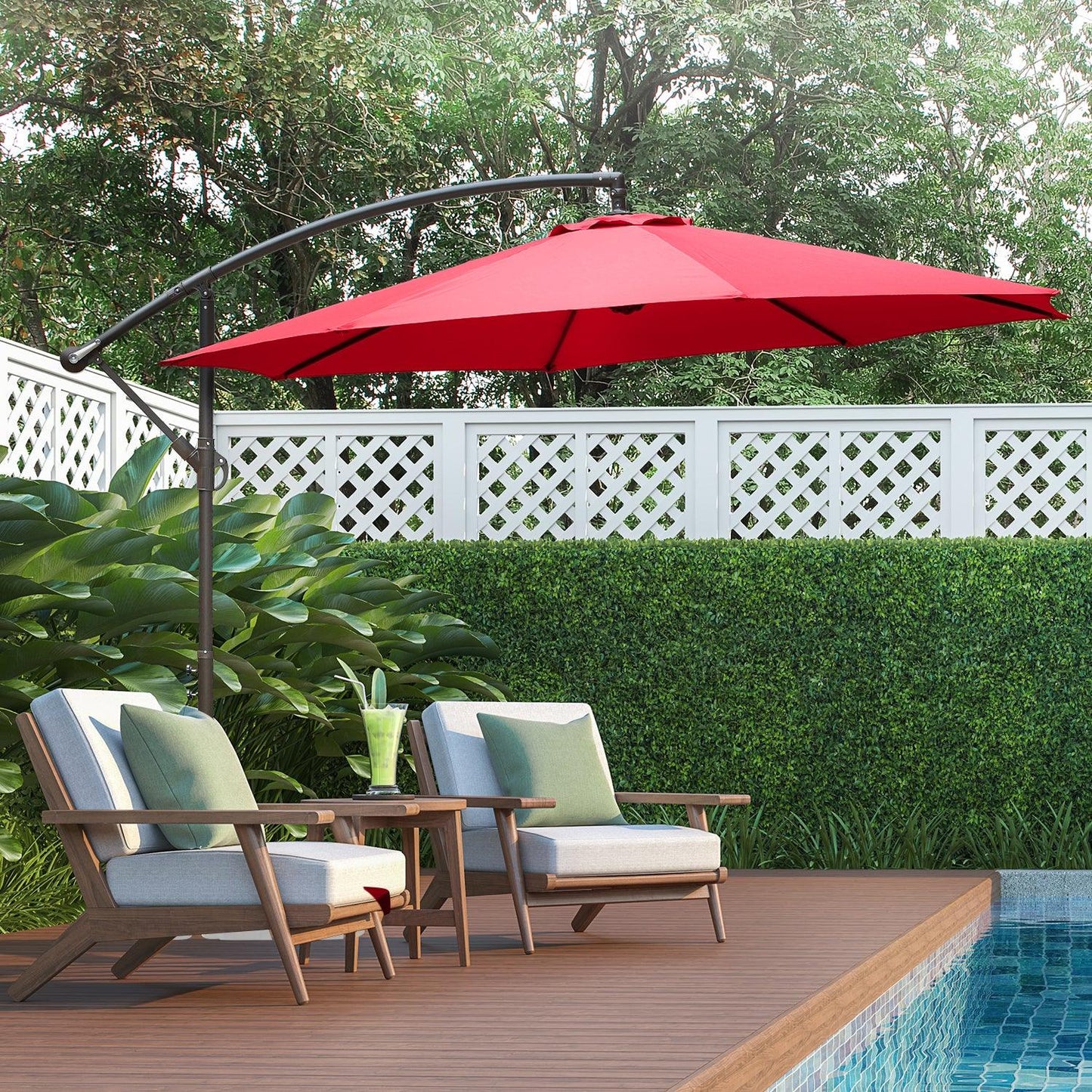 Offset Hanging Umbrella with Base Stand 10 Ft. Patio Umbrella Aoodor
