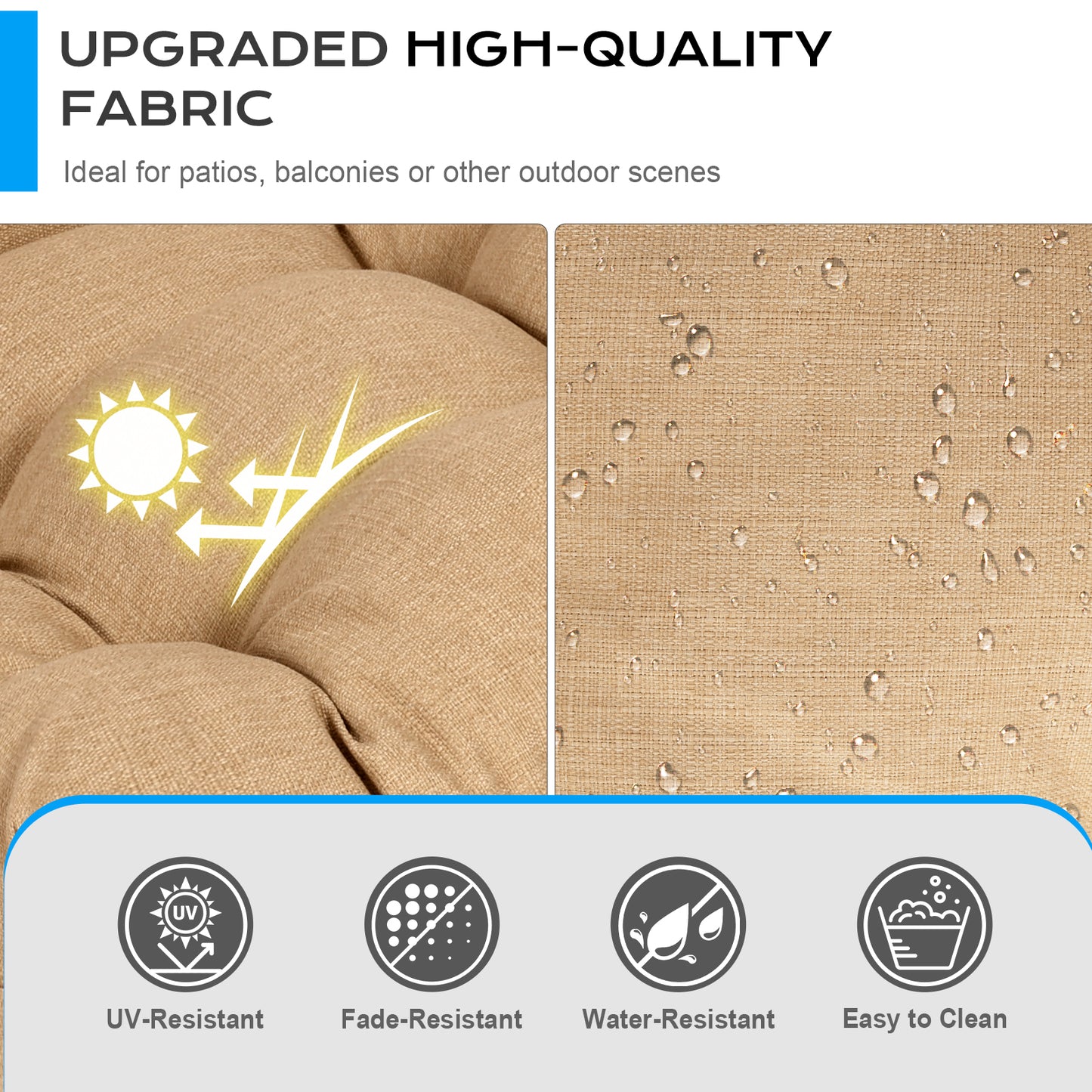 Outdoor Tufted High Back Cushions Patio Replacement Chair Cushion with Ties - Brown