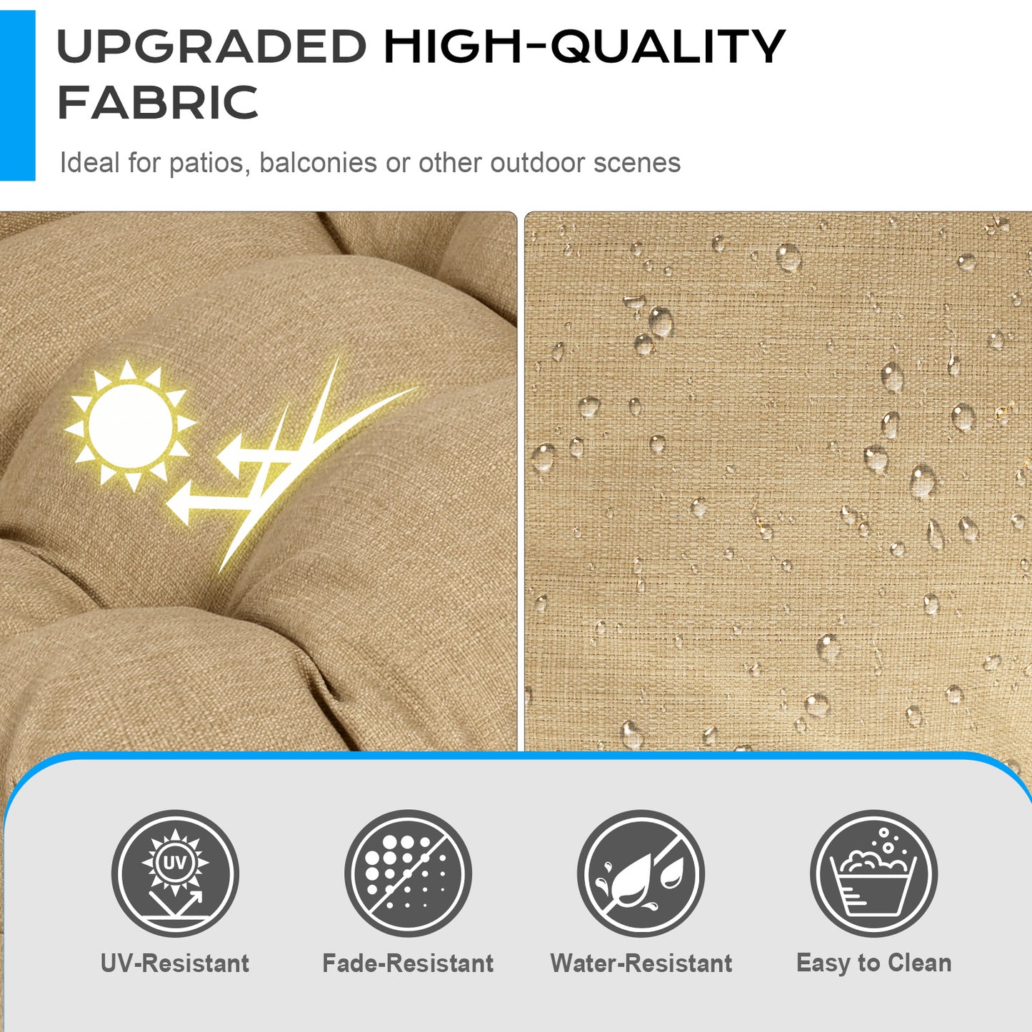 Tufted Outdoor High Back Chair Cushions Patio Rocking Pads for Furniture, Brown