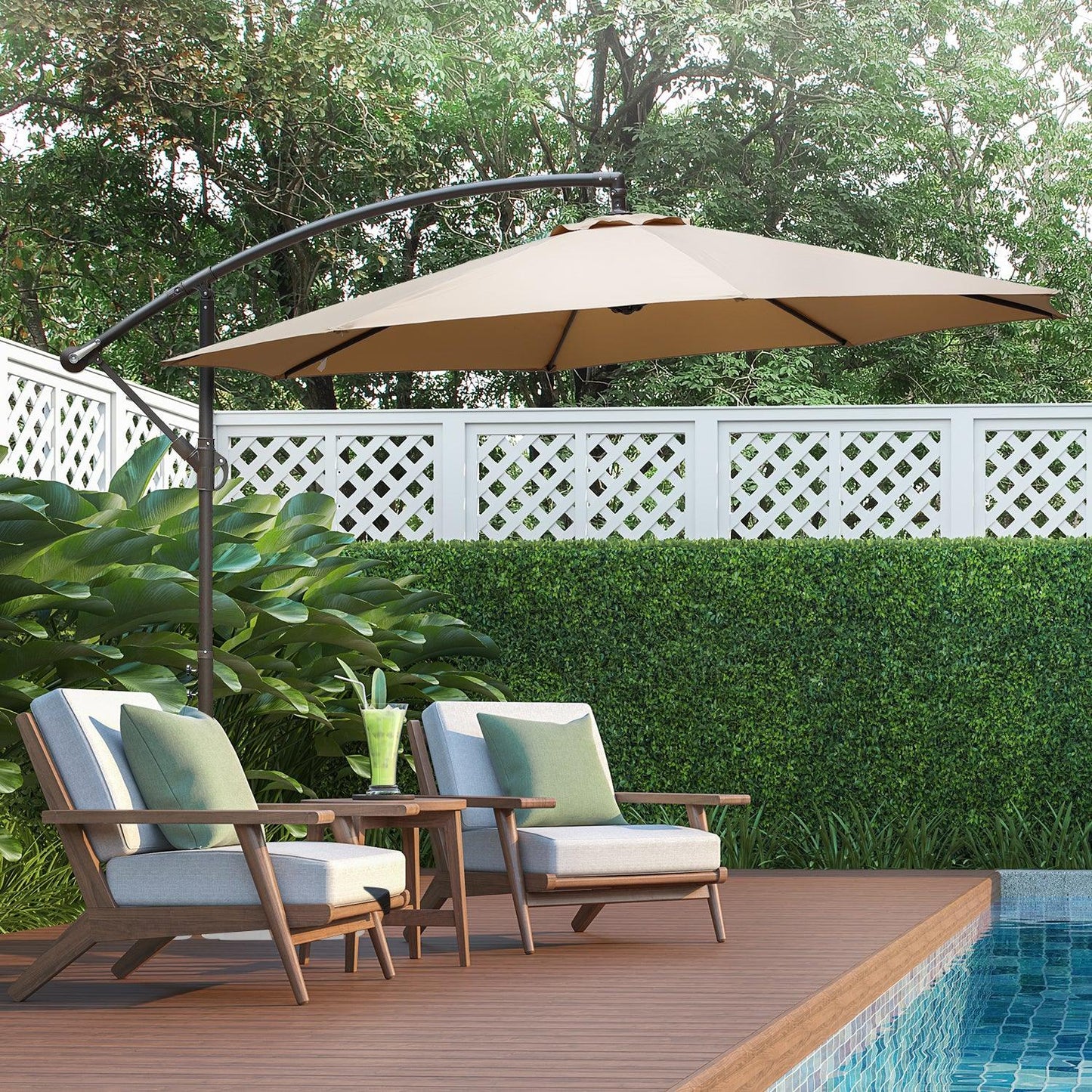 Offset Hanging Umbrella with Base Stand 10 Ft. Patio Umbrella Aoodor