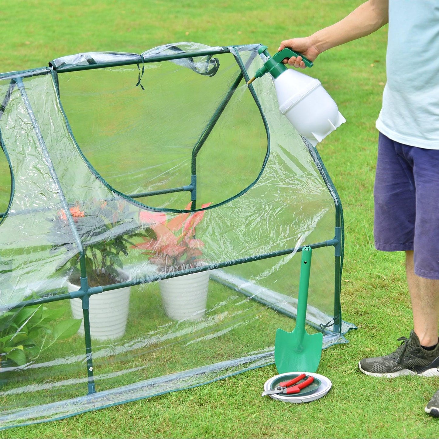 9 ft. x 3 ft. x 3 ft. Mini Greenhouse with 3 Zipper Doors, Water Resistant UV Protected Aoodor
