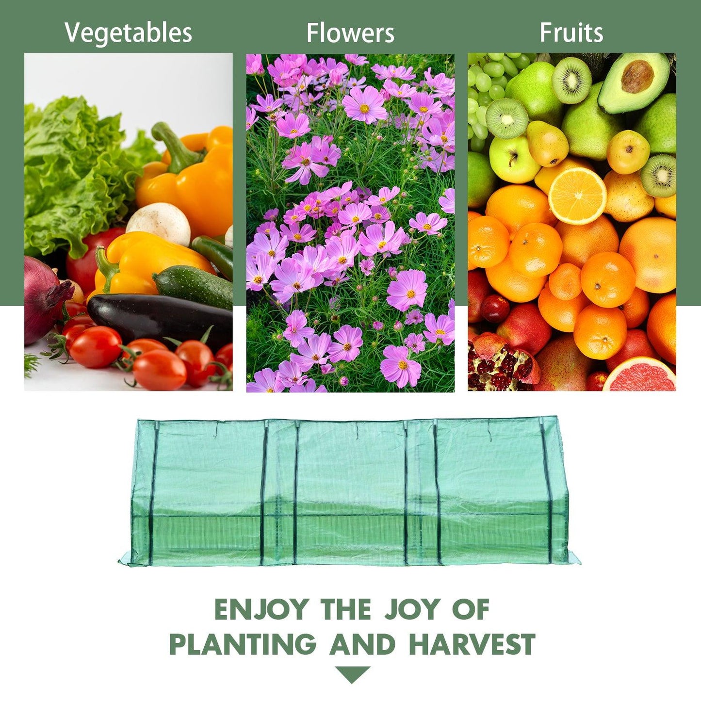 9 ft. x 3 ft. x 3 ft. Mini Greenhouse with 3 Zipper Doors, Water Resistant UV Protected Aoodor