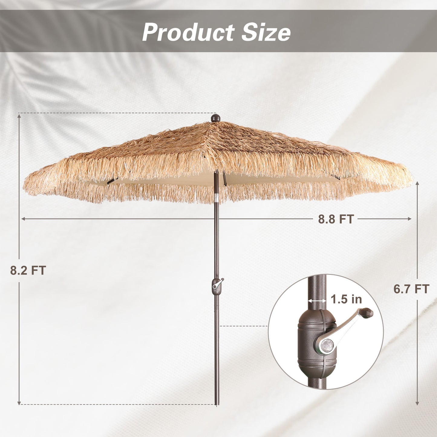 Patio Umbrella Thatched Outdoor Umbrella (No Base) Aoodor