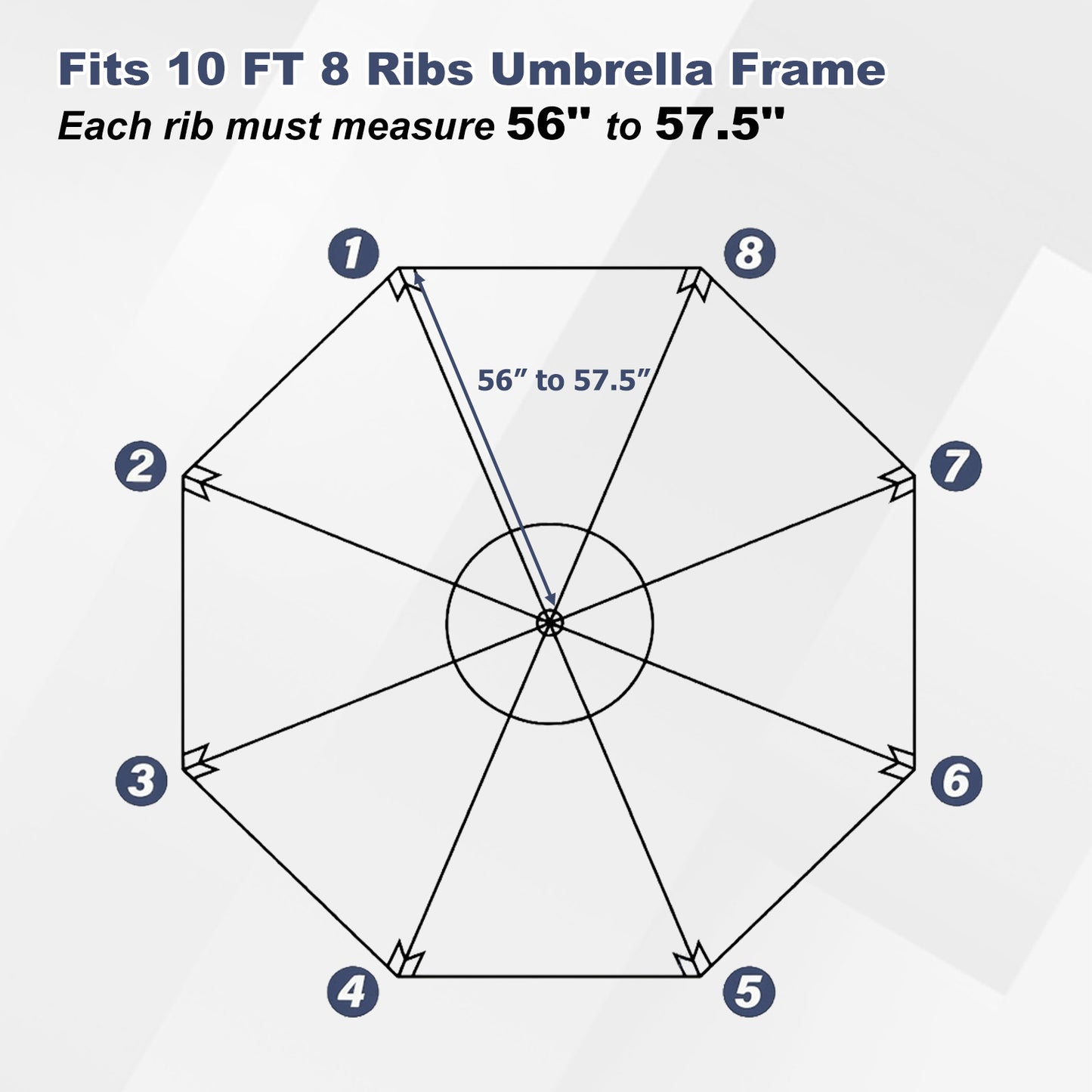 Patio Umbrella Replacement Canopy for 8 Ribs Table Umbrella