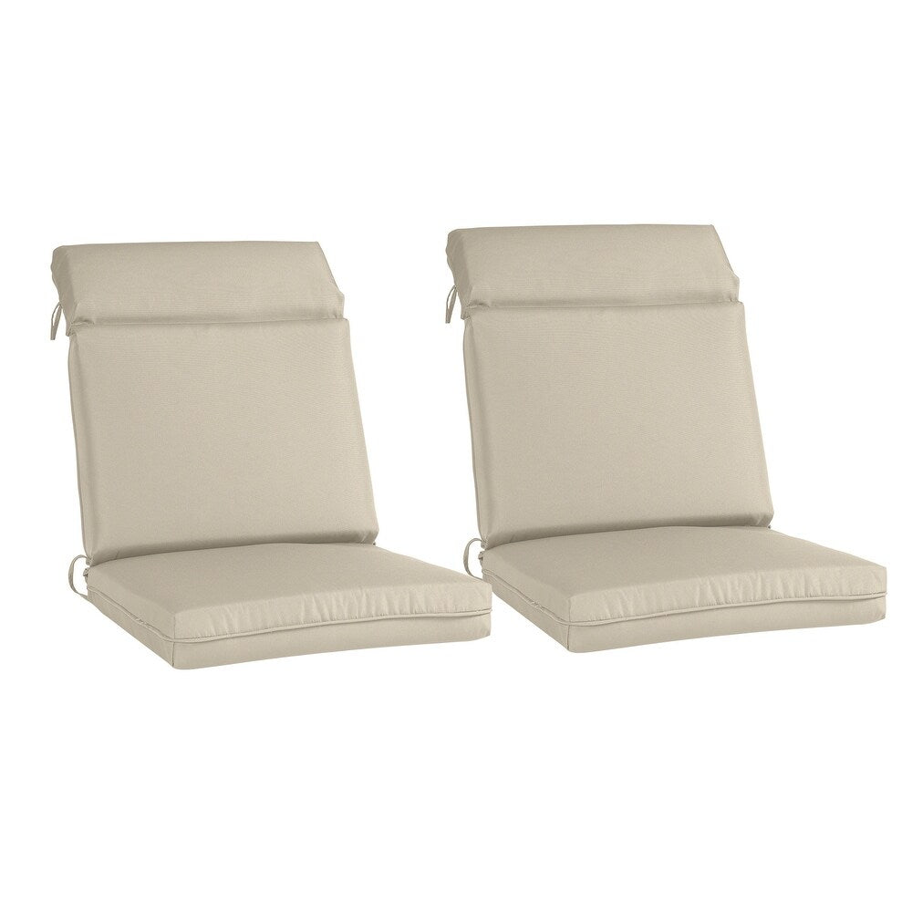 Outdoor Polyester High Back Dining Chair Cushion Set - Khaki
