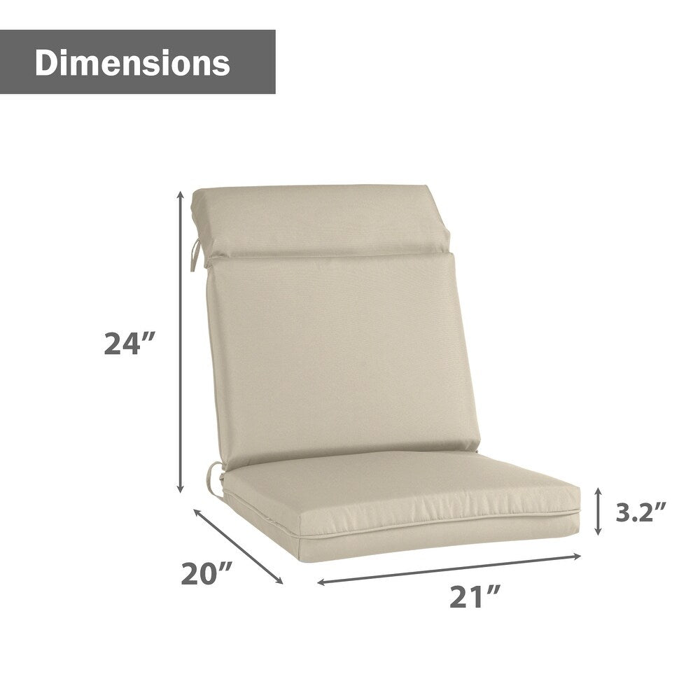 Outdoor Polyester High Back Dining Chair Cushion Set - Khaki