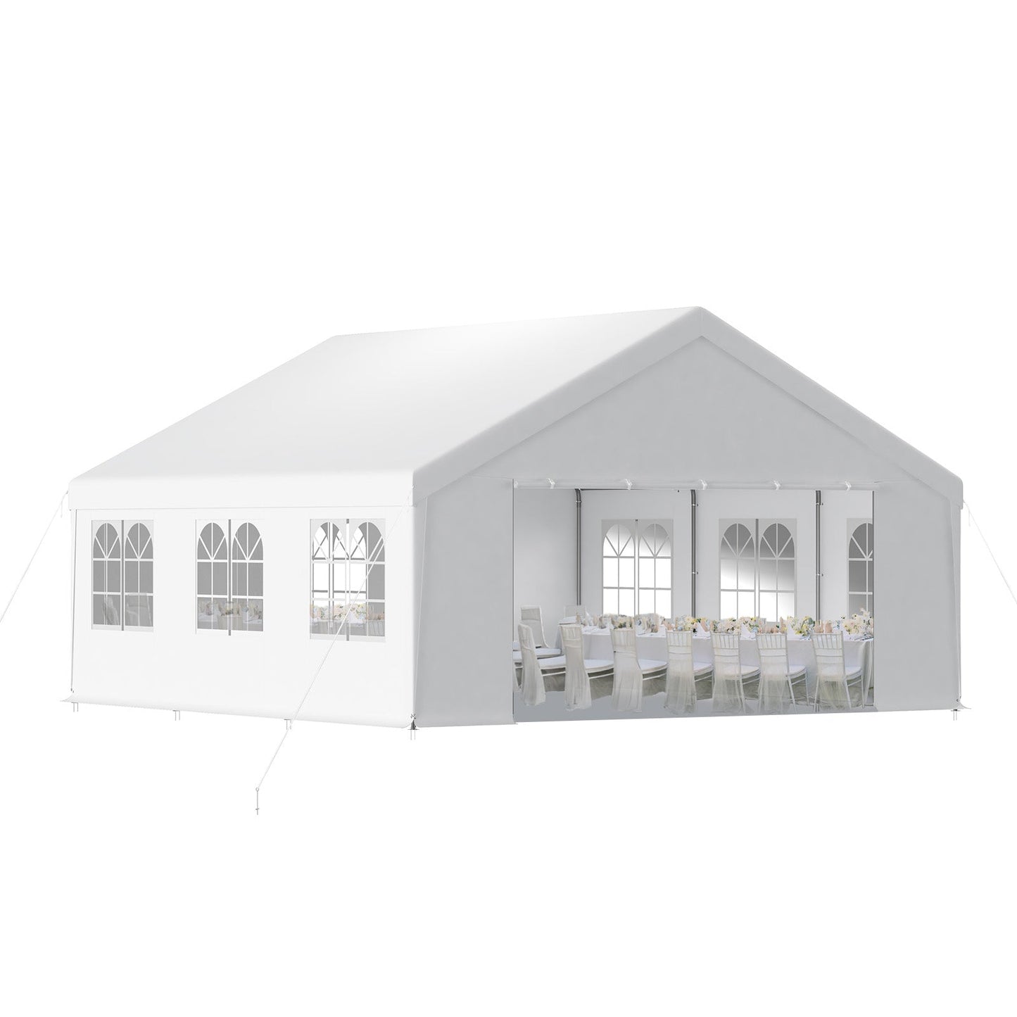 Aoodor 20x20 ft. Marquee Party Tent with Church Window Sidewalls - White Aoodor