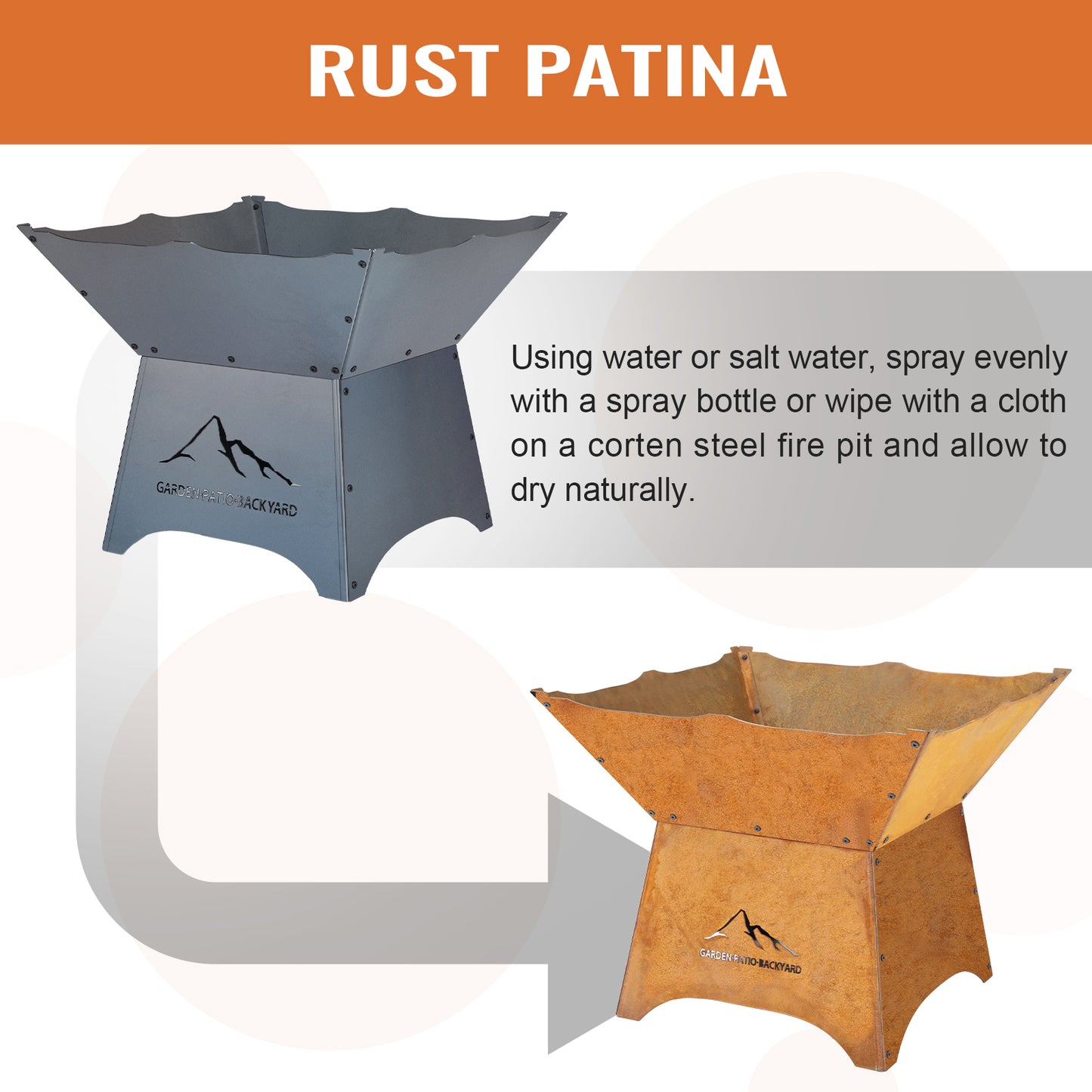Aoodor 24" Rustic Corten Steel Fire Pit with 12" Stand, Rust Patina Finish, Detachable Wood-Burning Fire Bowl for Outdoors Rust Patina