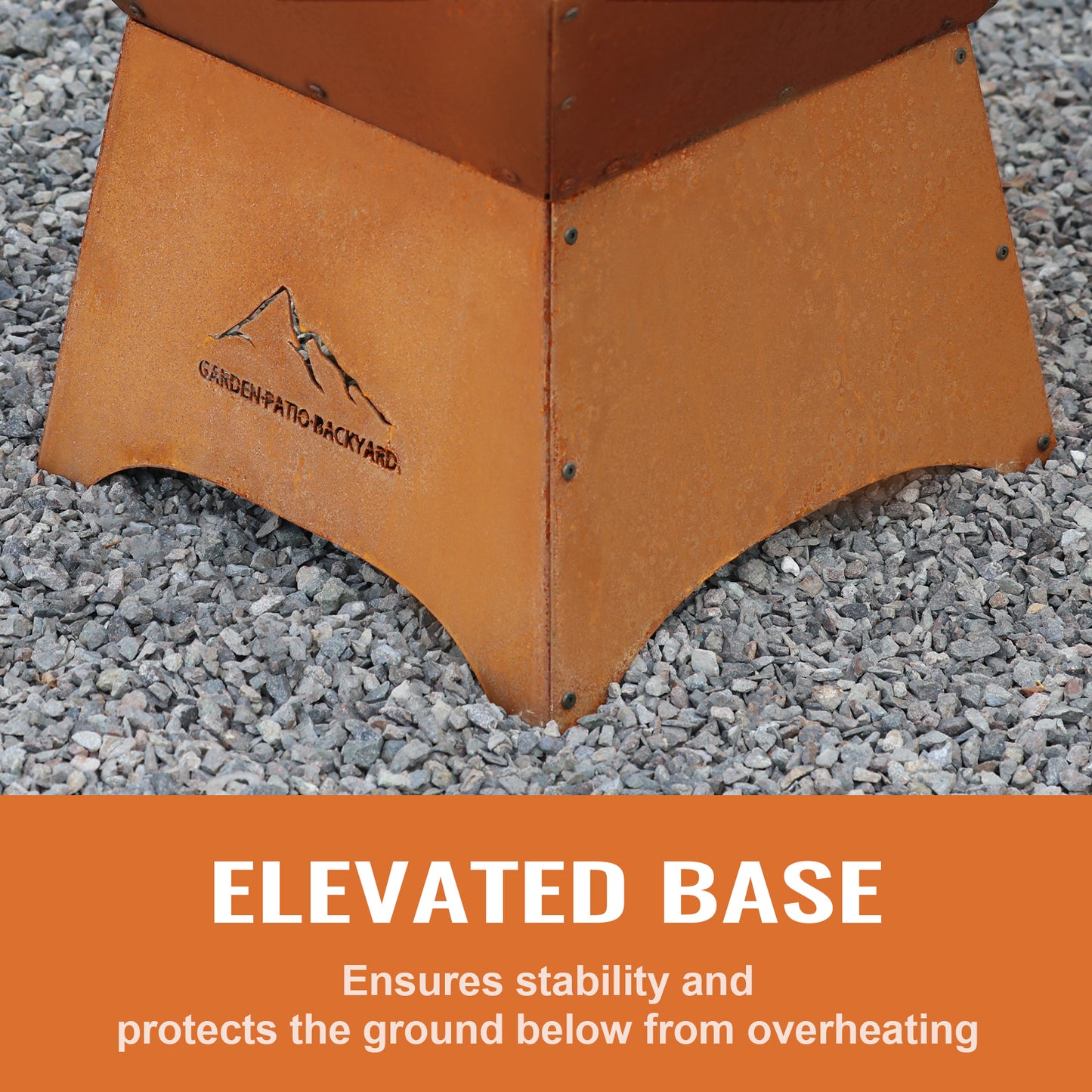Aoodor 24" Rustic Corten Steel Fire Pit with 12" Stand, Rust Patina Finish, Detachable Wood-Burning Fire Bowl for Outdoors Elevated Base