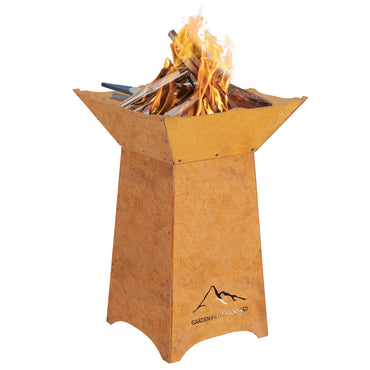 Aoodor 24" Rustic Corten Steel Fire Pit with 27" Stand, Rust Patina Finish, Detachable Wood-Burning Fire Bowl for Outdoor, Patio Decor