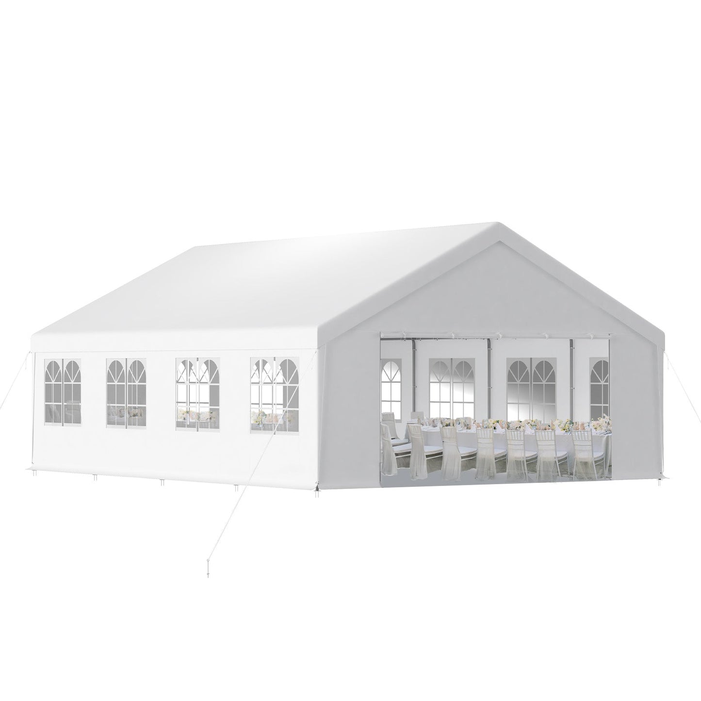Aoodor 26x20 ft. Marquee Party Tent with Church Window Sidewalls - White Aoodor