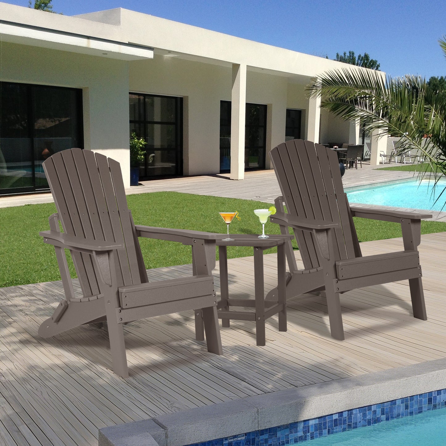 Aoodor Folding Adirondack Chair Drak Brown