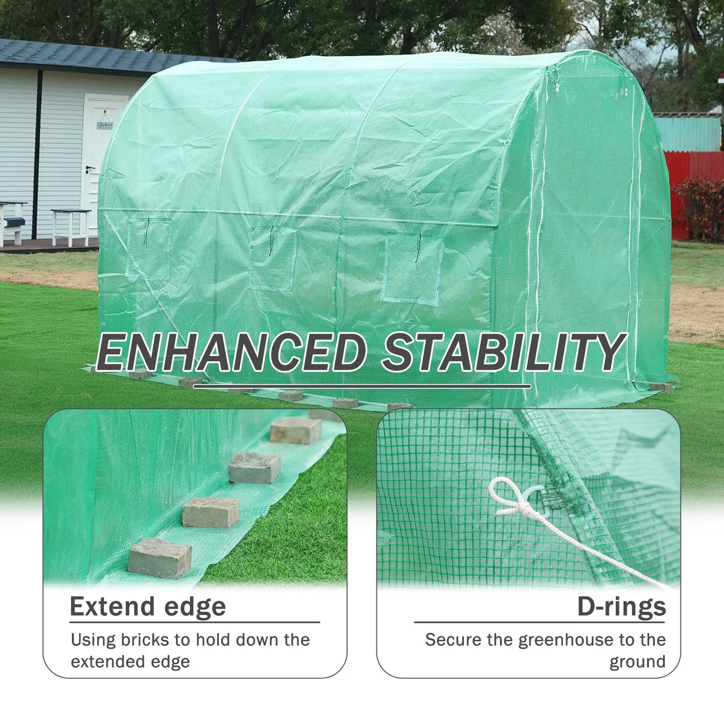 Aoodor Greenhouse Replacement Cover 10'X7'X7' Large Walk in Tunnel Outdoor Plant Gardening Greenhouse Spare Parts Cover (Frame NOT Included) enhancd stability