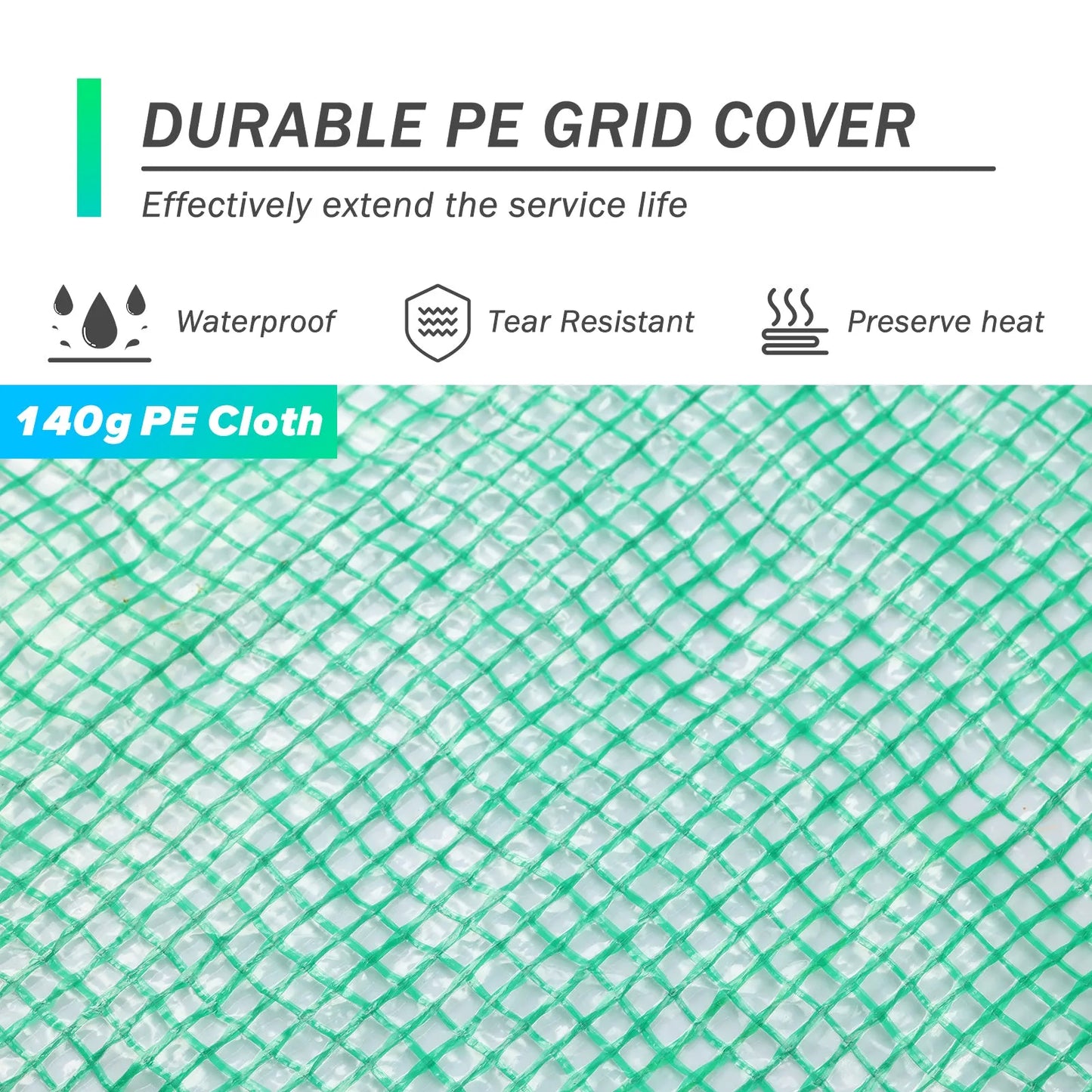 Aoodor Greenhouse Replacement Cover 10'X7'X7' Large Walk in Tunnel Outdoor Plant Gardening Greenhouse Spare Parts Cover (Frame NOT Included) durable 140g PE grid cover