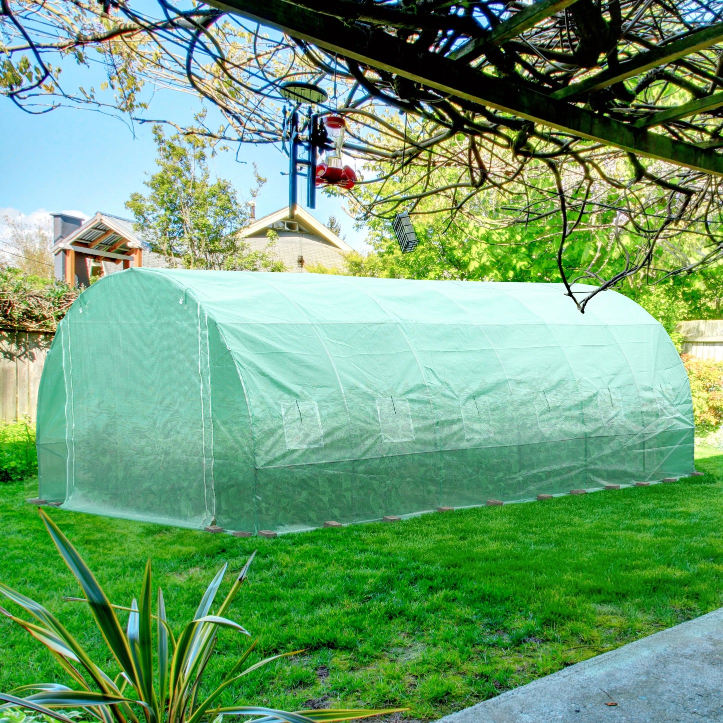 Aoodor Greenhouse Replacement Cover 10'X7'X7' Large Walk in Tunnel Outdoor Plant Gardening Greenhouse Spare Parts Cover (Frame NOT Included)