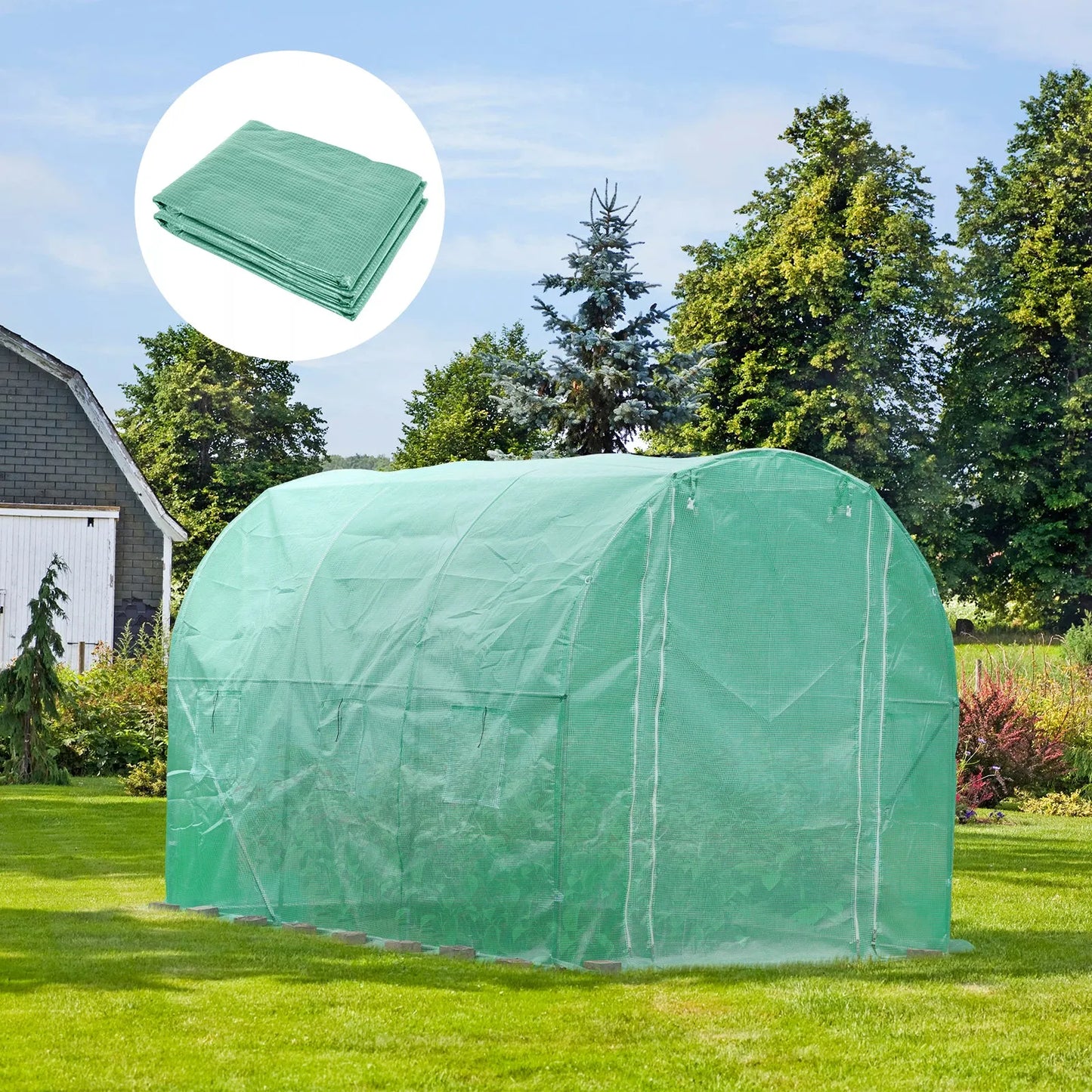 Aoodor Greenhouse Replacement Cover 10'X7'X7' Large Walk in Tunnel Outdoor Plant Gardening Greenhouse Spare Parts Cover (Frame NOT Included)