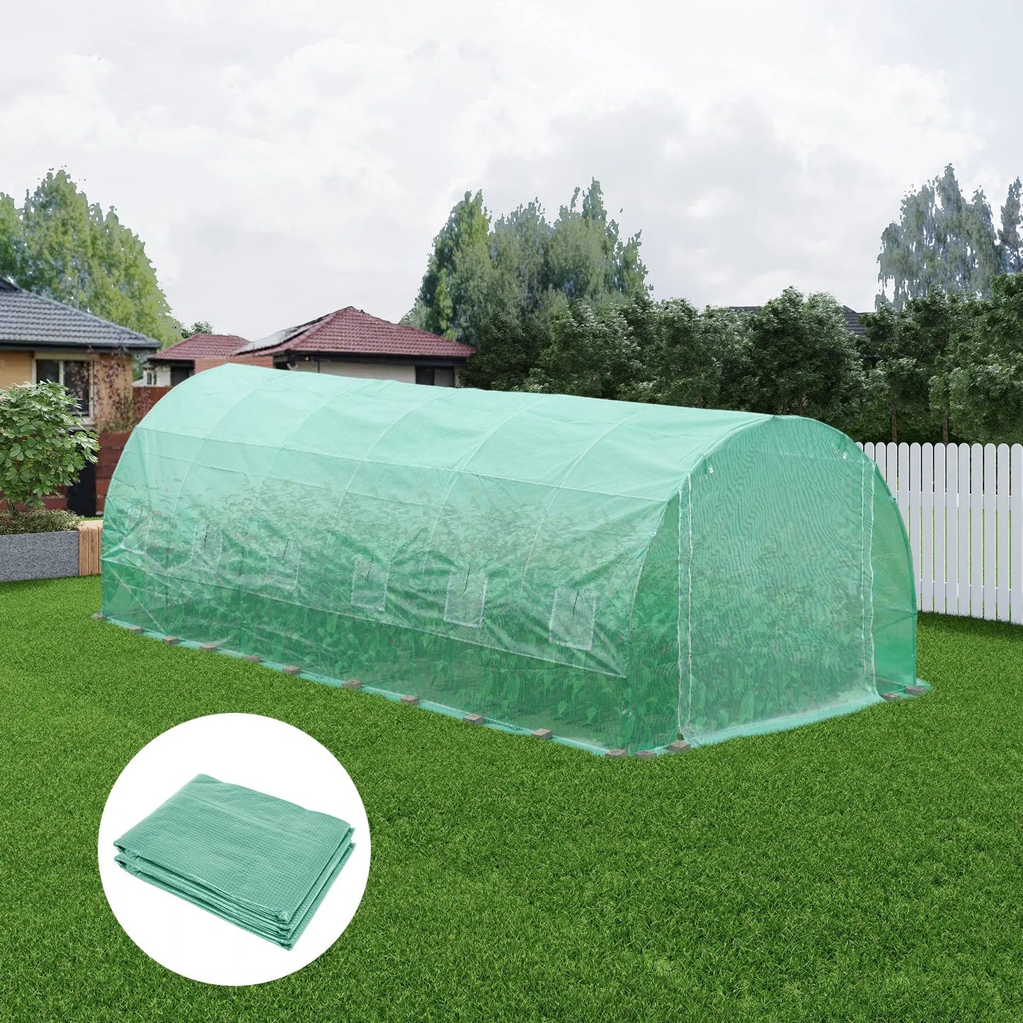 Aoodor Greenhouse Replacement Cover 20'X10'X7' Large Walk in Tunnel Outdoor Plant Gardening Greenhouse Spare Parts Cover (Frame NOT Included)