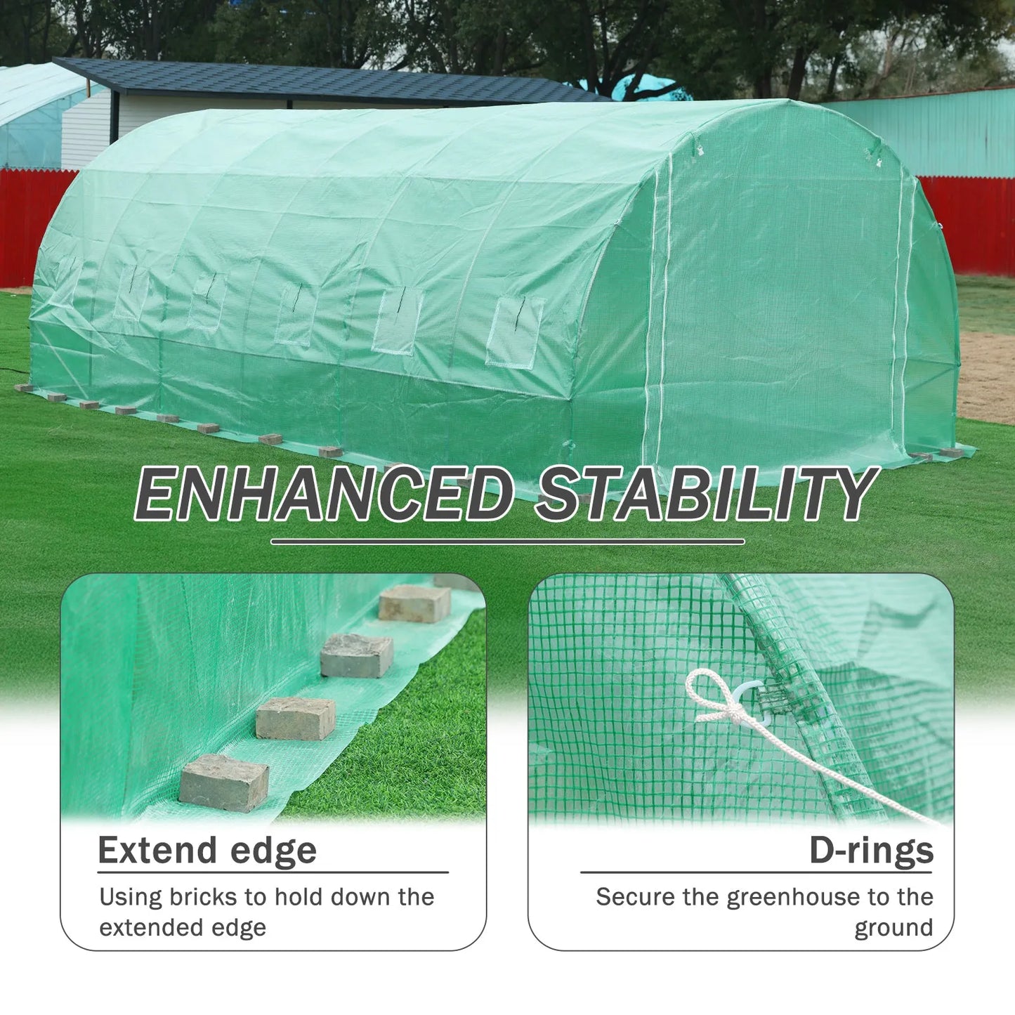 Aoodor Greenhouse Replacement Cover 20'X10'X7' Large Walk in Tunnel Outdoor Plant Gardening Greenhouse Spare Parts Cover (Frame NOT Included) enhanced stability