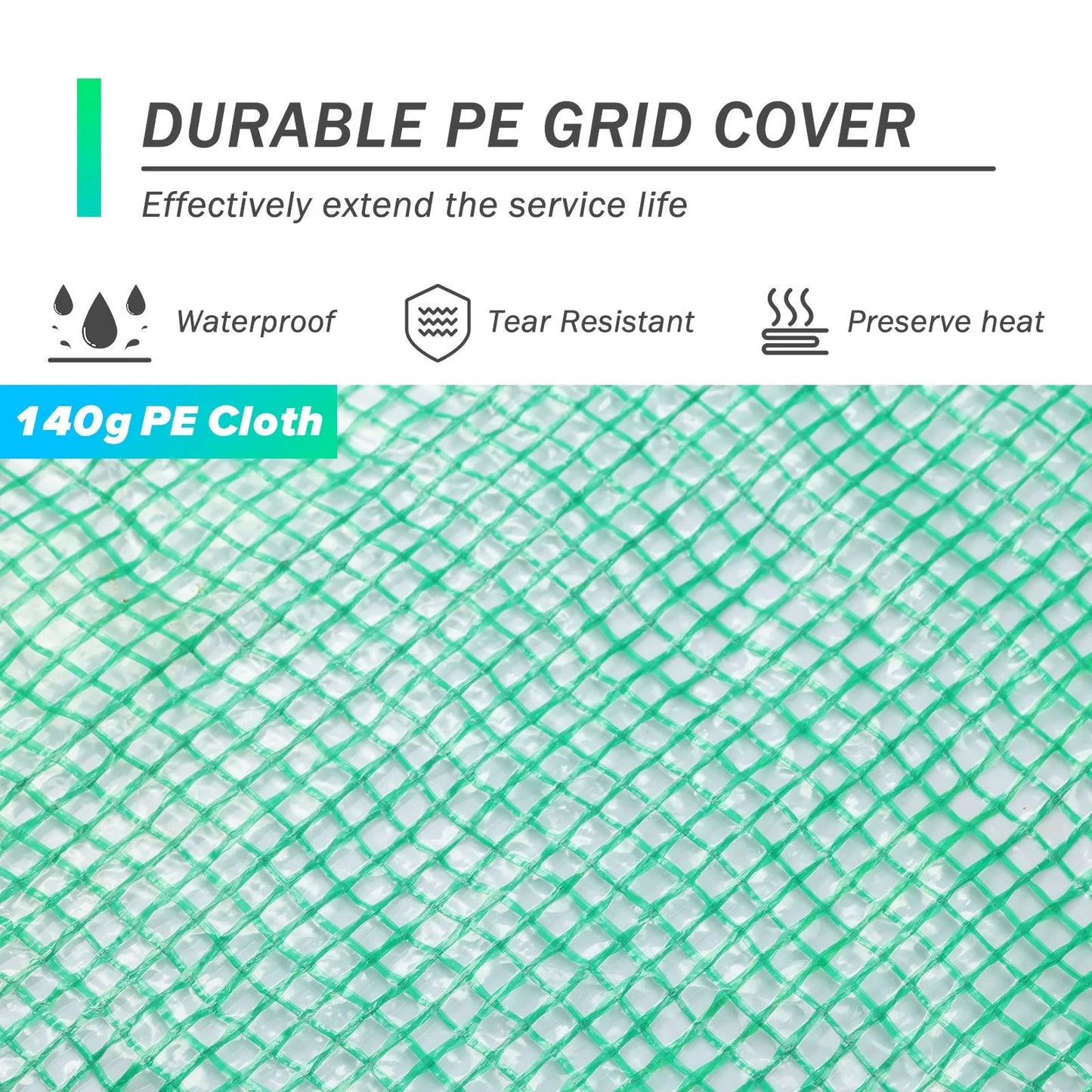 Aoodor Greenhouse Replacement Cover 20'X10'X7' Large Walk in Tunnel Outdoor Plant Gardening Greenhouse Spare Parts Cover (Frame NOT Included) durable 140g PE grid cover Aoodor