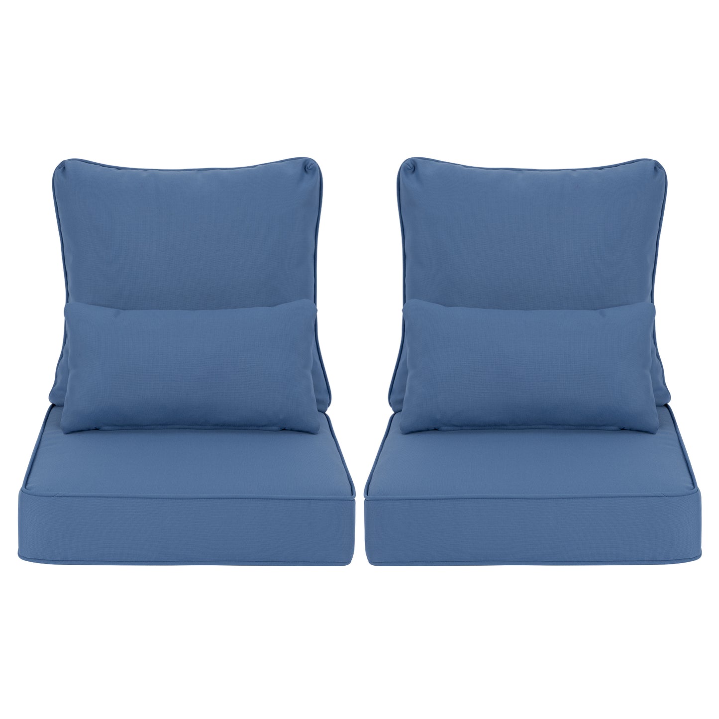 Aoodor Patio Deep Chair Cushion, 2 Back 2 Seater 2 Pillow, Navy Blue
