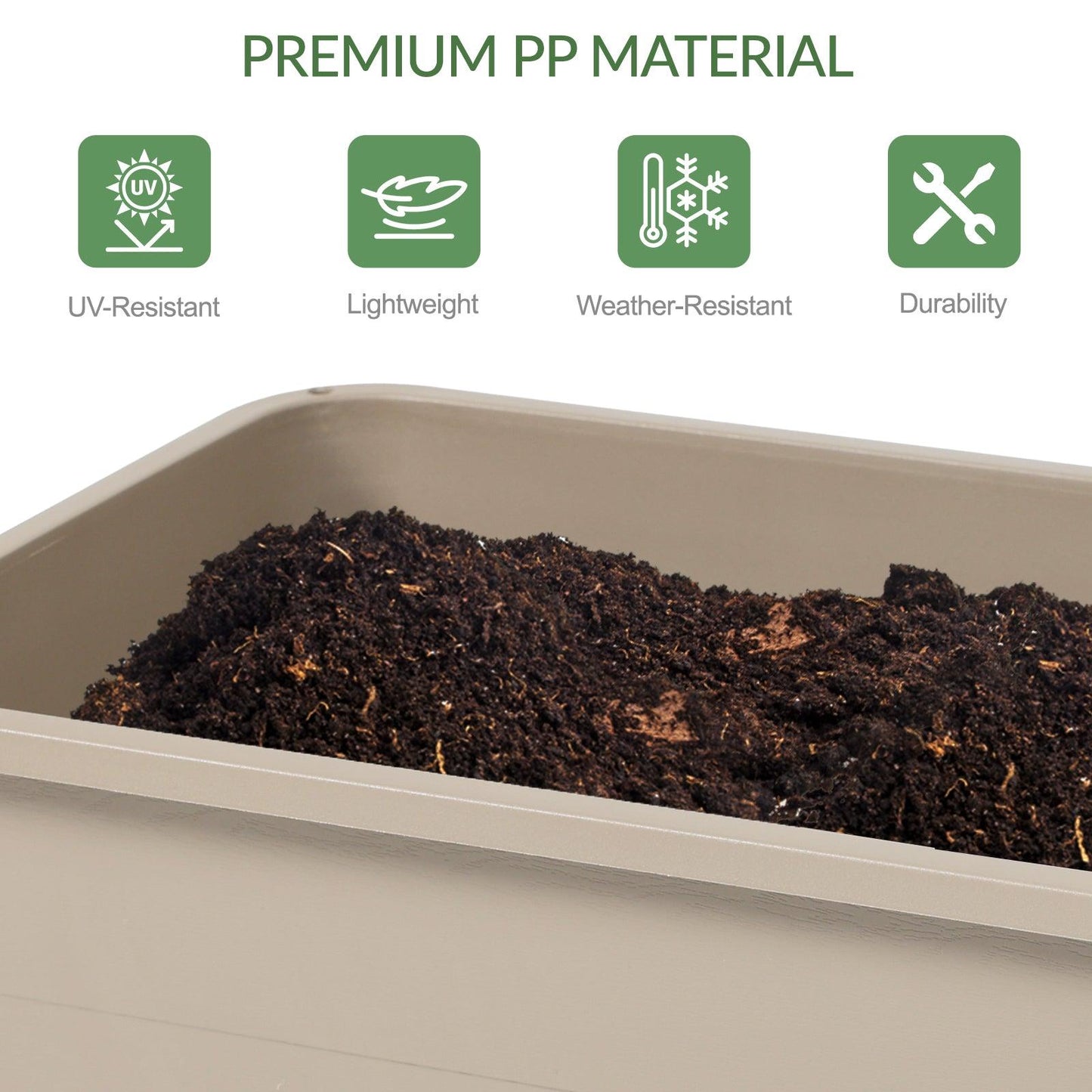 Elevated Raised Planter Box with Legs, Water Level Indicator - Set of 3 Aoodor Brown