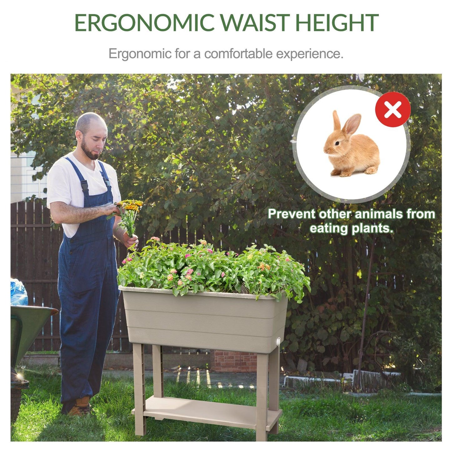 Elevated Raised Planter Box with Legs, Water Level Indicator - Set of 3 Aoodor Brown