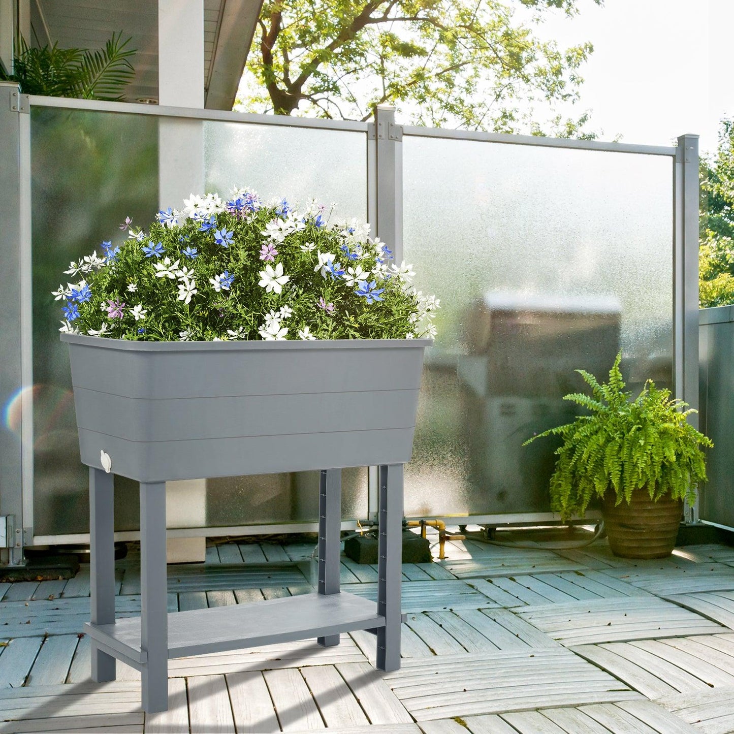 Elevated Raised Planter Box with Legs, Water Level Indicator - Set of 3 Aoodor Grey
