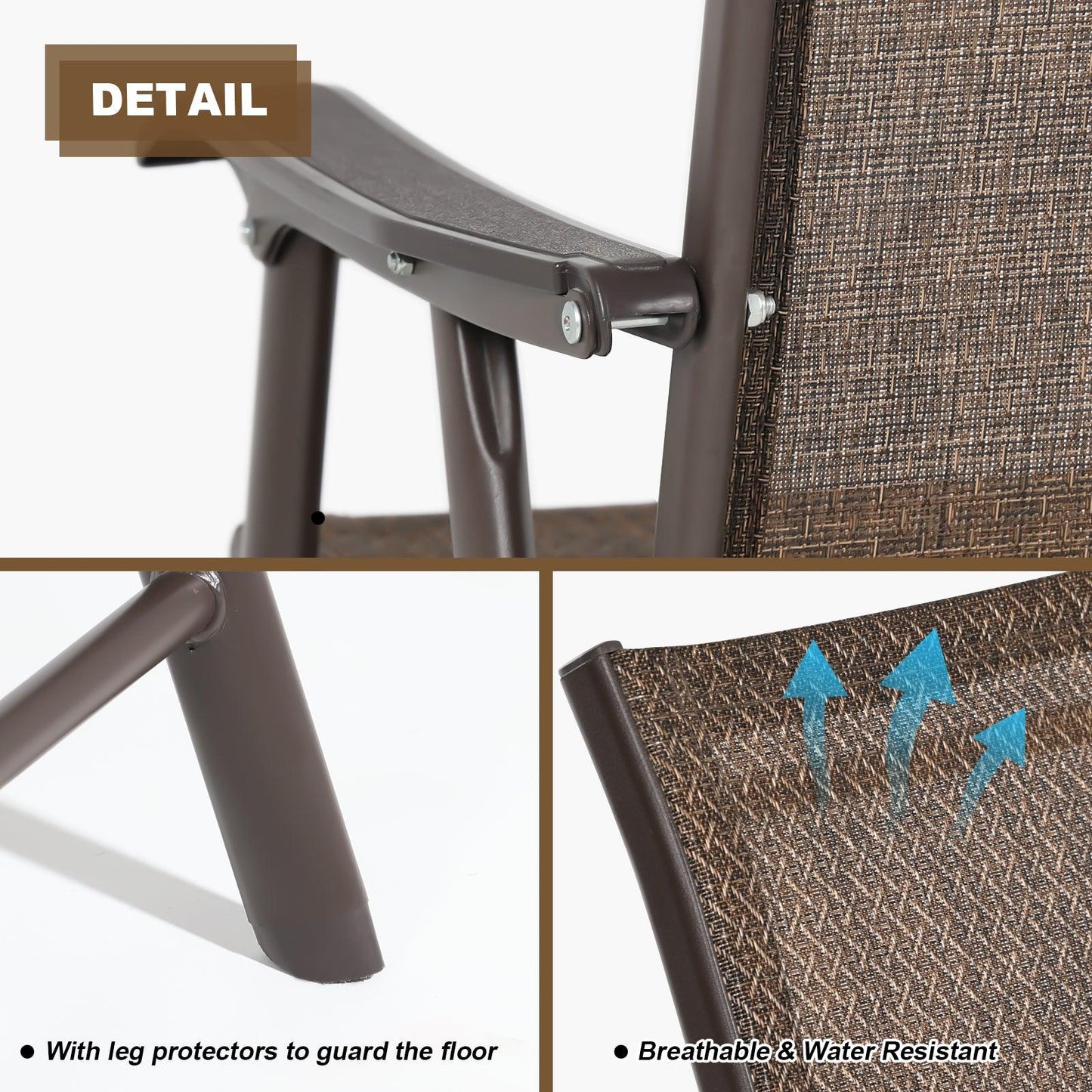 Folding Patio Chairs - Set of 4, Ideal for Patio and Outdoor Use Aoodor Brown