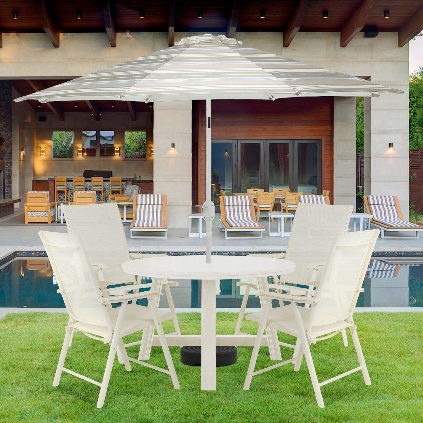 Folding Patio Chairs - Set of 4, Ideal for Patio and Outdoor Use Aoodor White