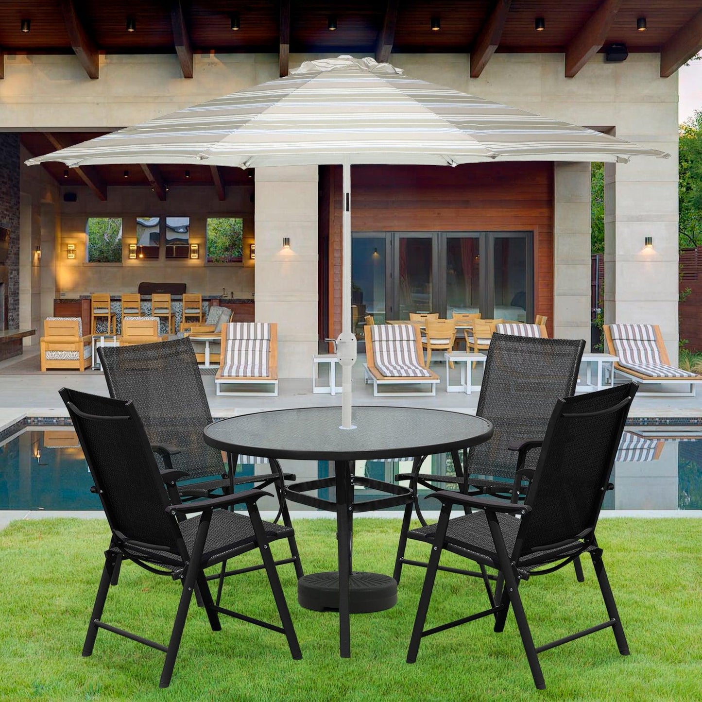 Folding Patio Chairs - Set of 4, Ideal for Patio and Outdoor Use Aoodor Black